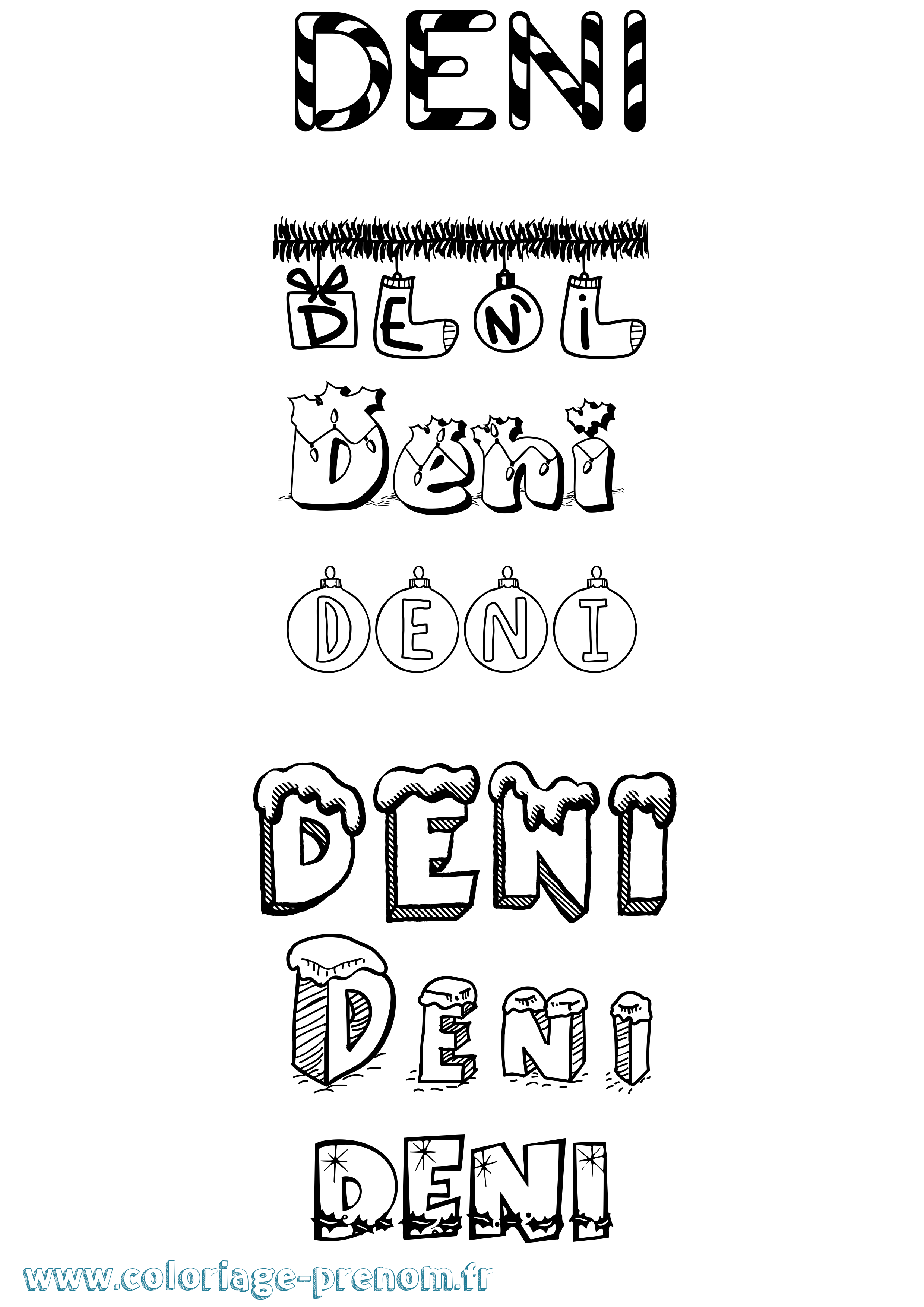 Coloriage Deni Noël Coloriage prénom Deni Noël