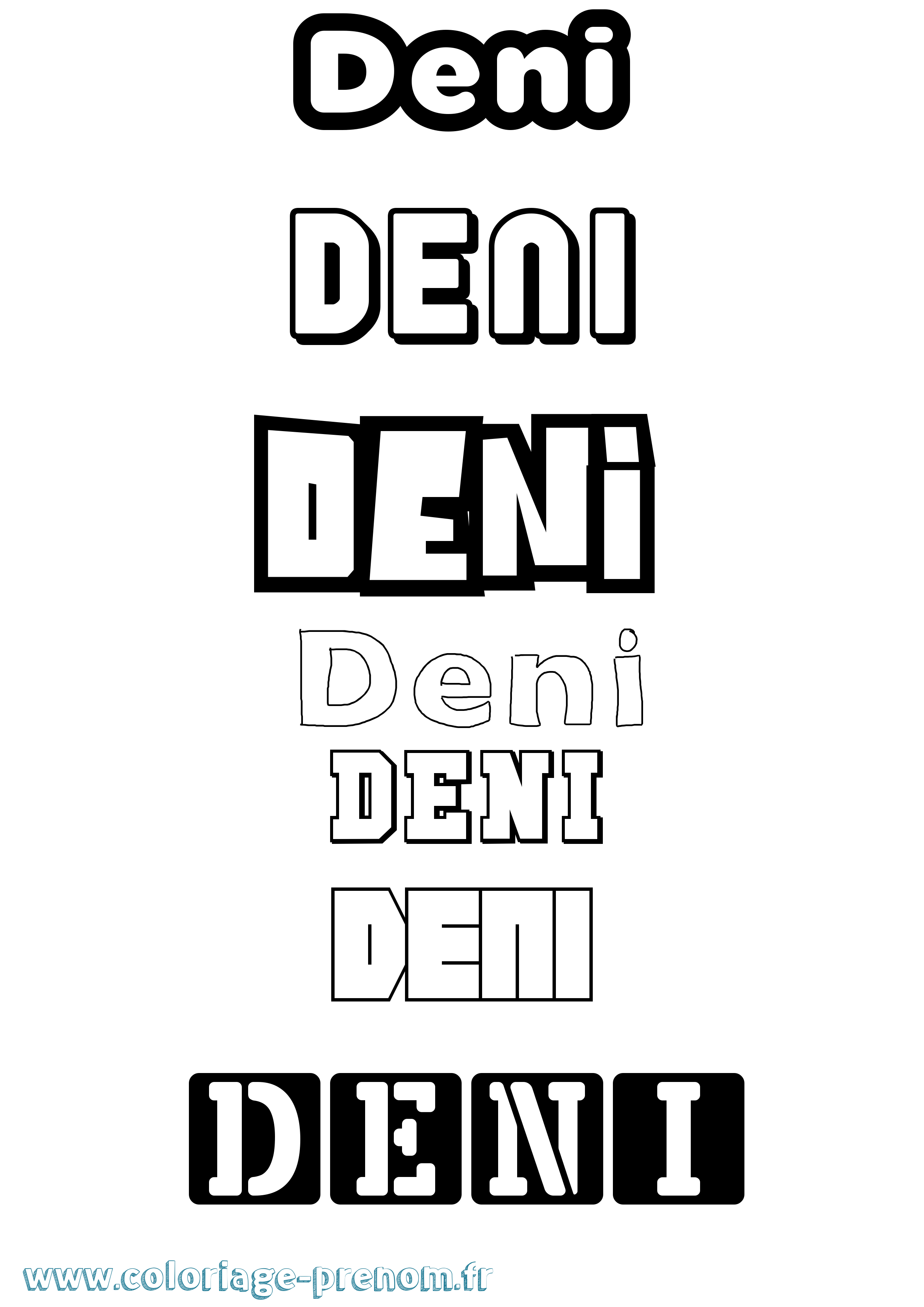 Coloriage Deni Simple Coloriage prénom Deni Simple
