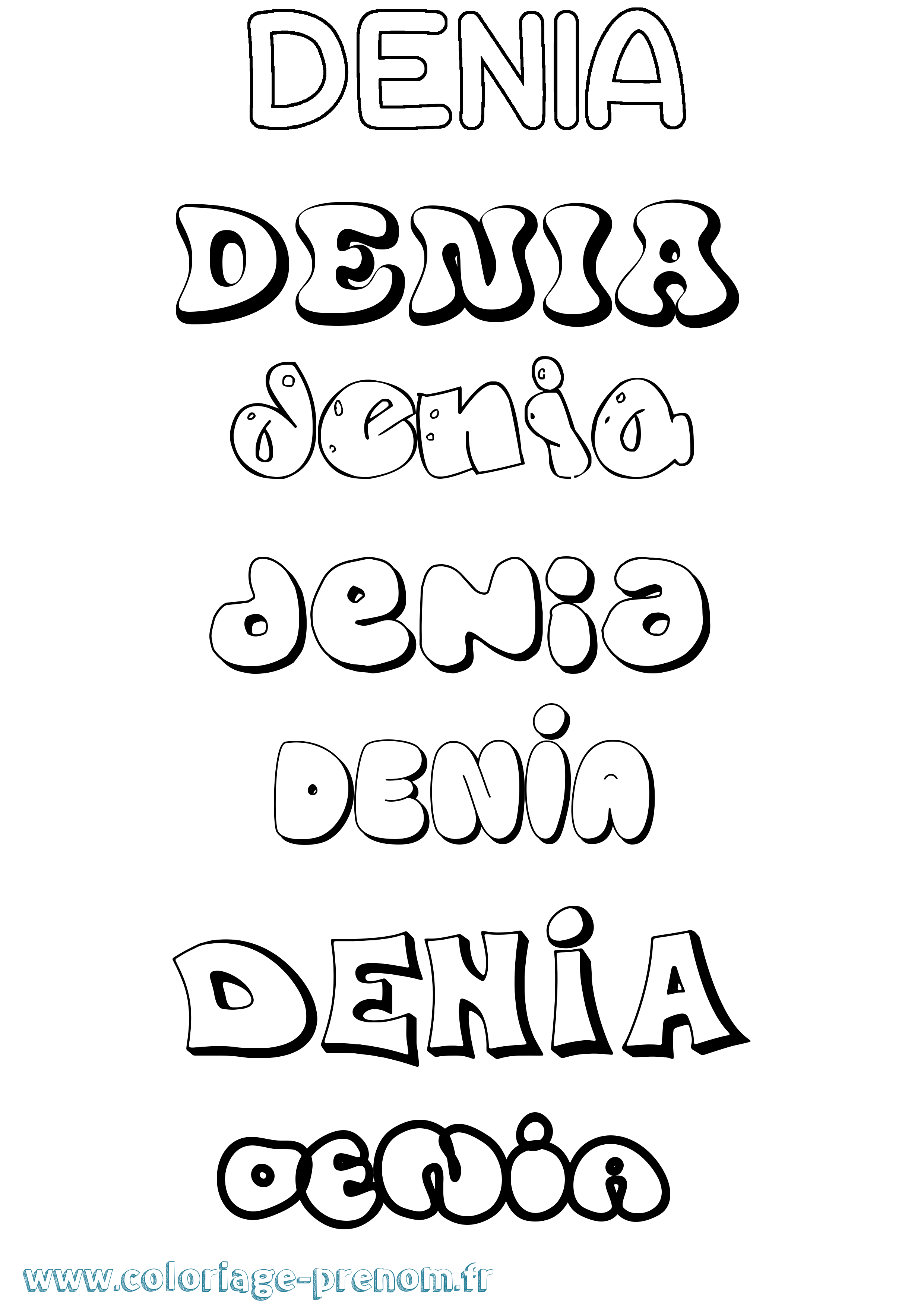 Coloriage Denia Bubble Coloriage prénom Denia Bubble
