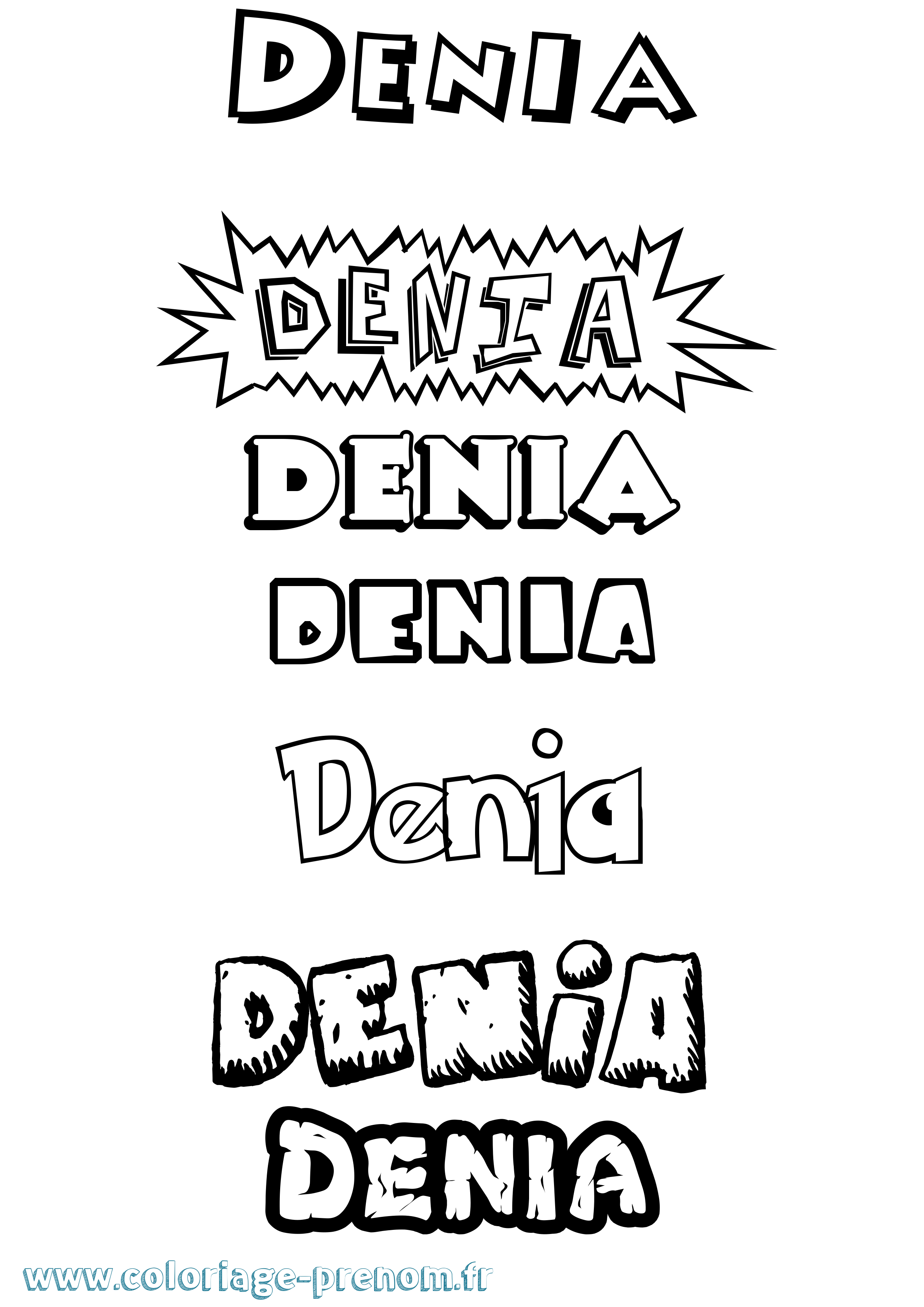 Coloriage Denia Dessin Animé Coloriage prénom Denia Dessin Animé