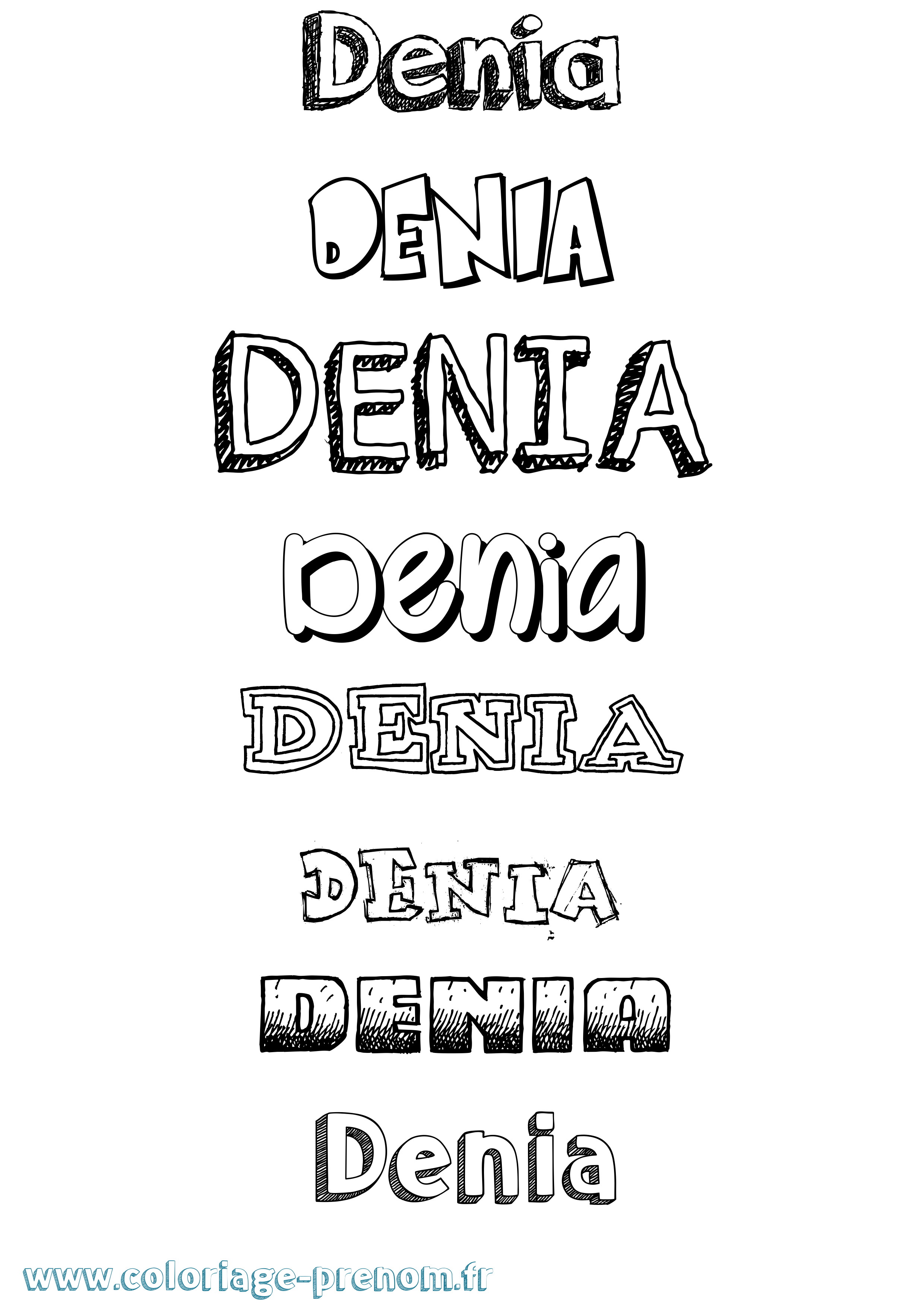 Coloriage Denia Dessiné Coloriage prénom Denia Dessiné