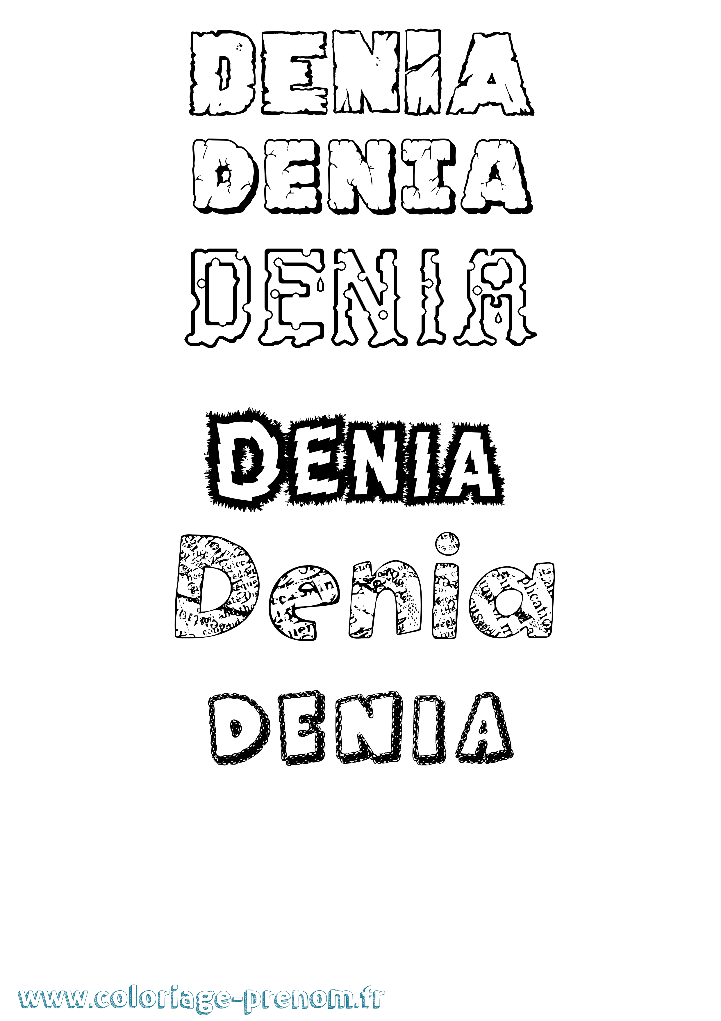 Coloriage Denia Destructuré Coloriage prénom Denia Destructuré