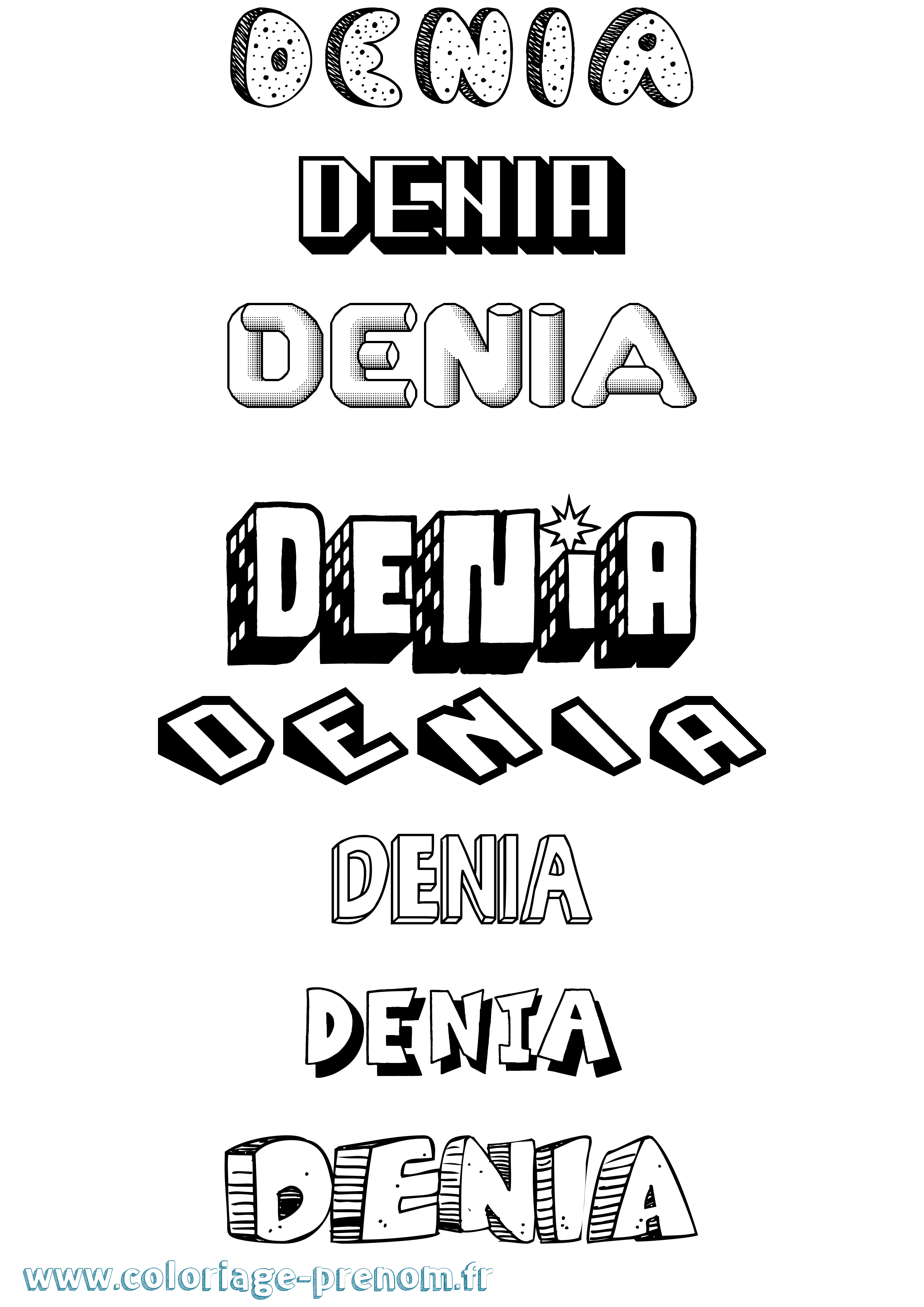 Coloriage Denia Effet 3D Coloriage prénom Denia Effet 3D