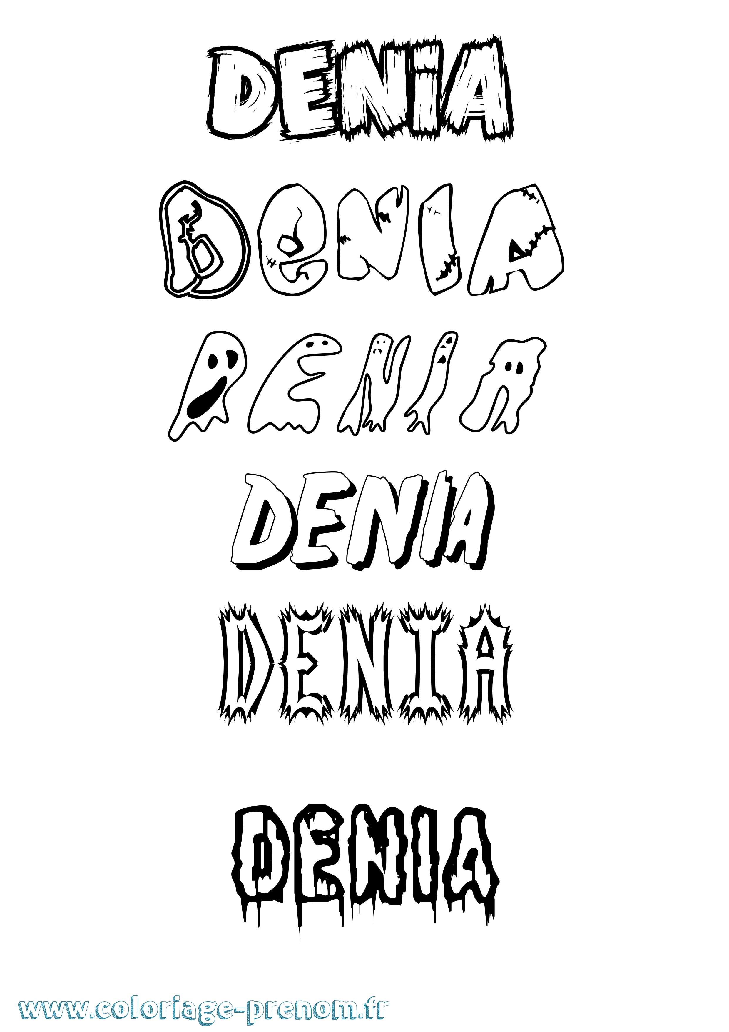 Coloriage Denia Frisson Coloriage prénom Denia Frisson