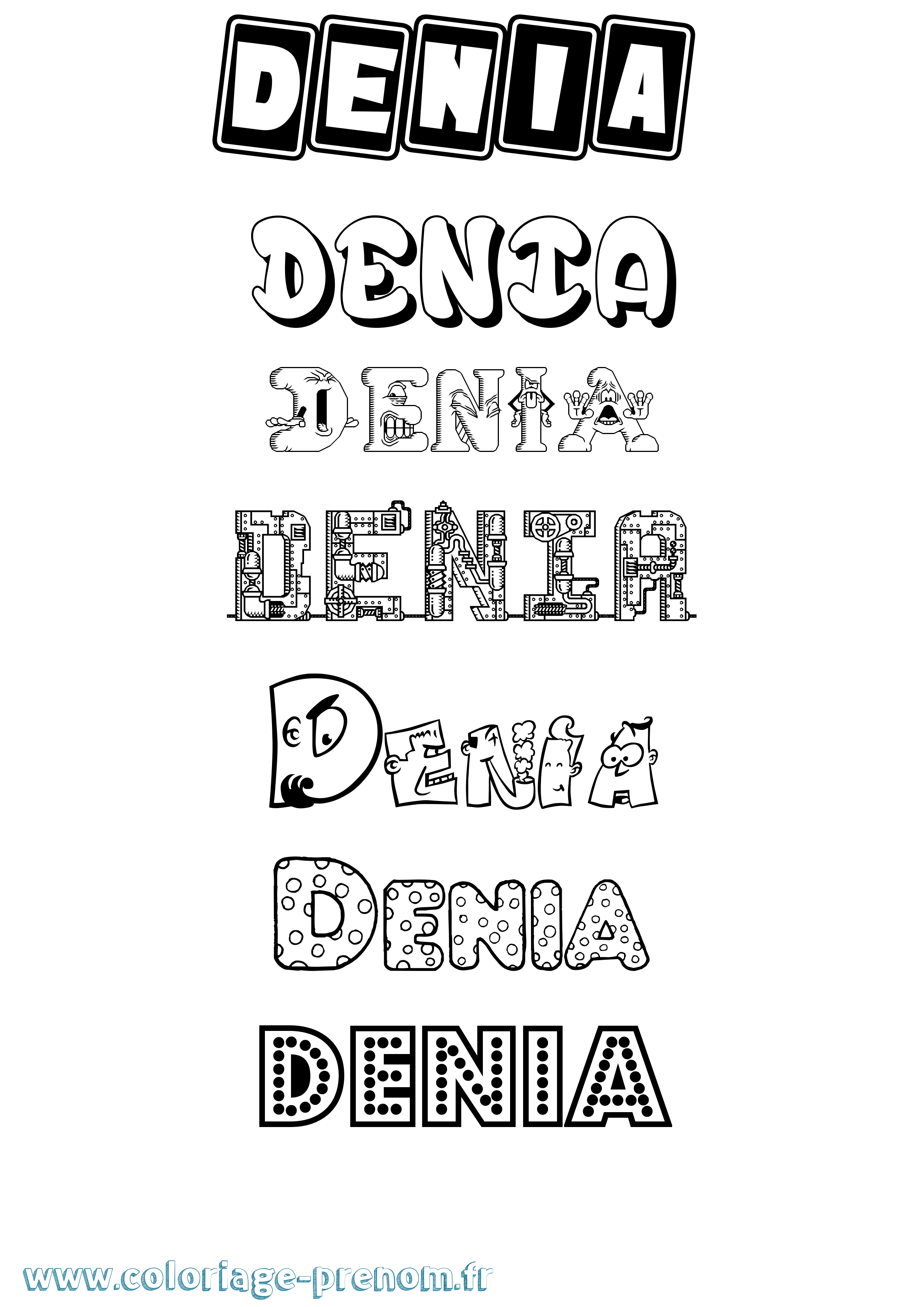Coloriage Denia Fun Coloriage prénom Denia Fun