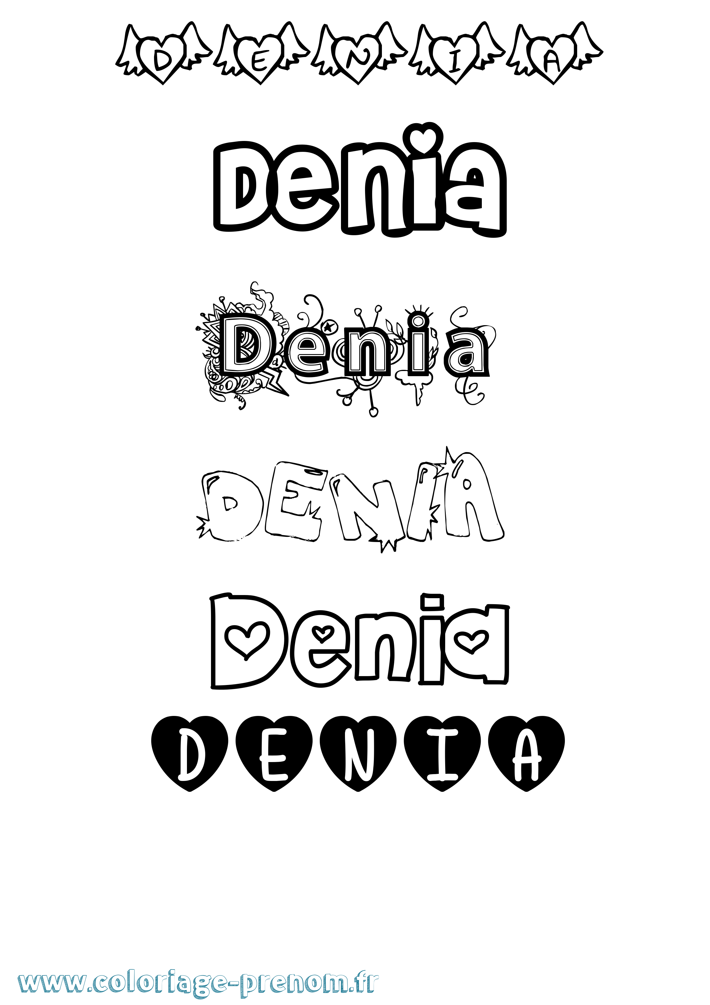 Coloriage Denia Girly Coloriage prénom Denia Girly