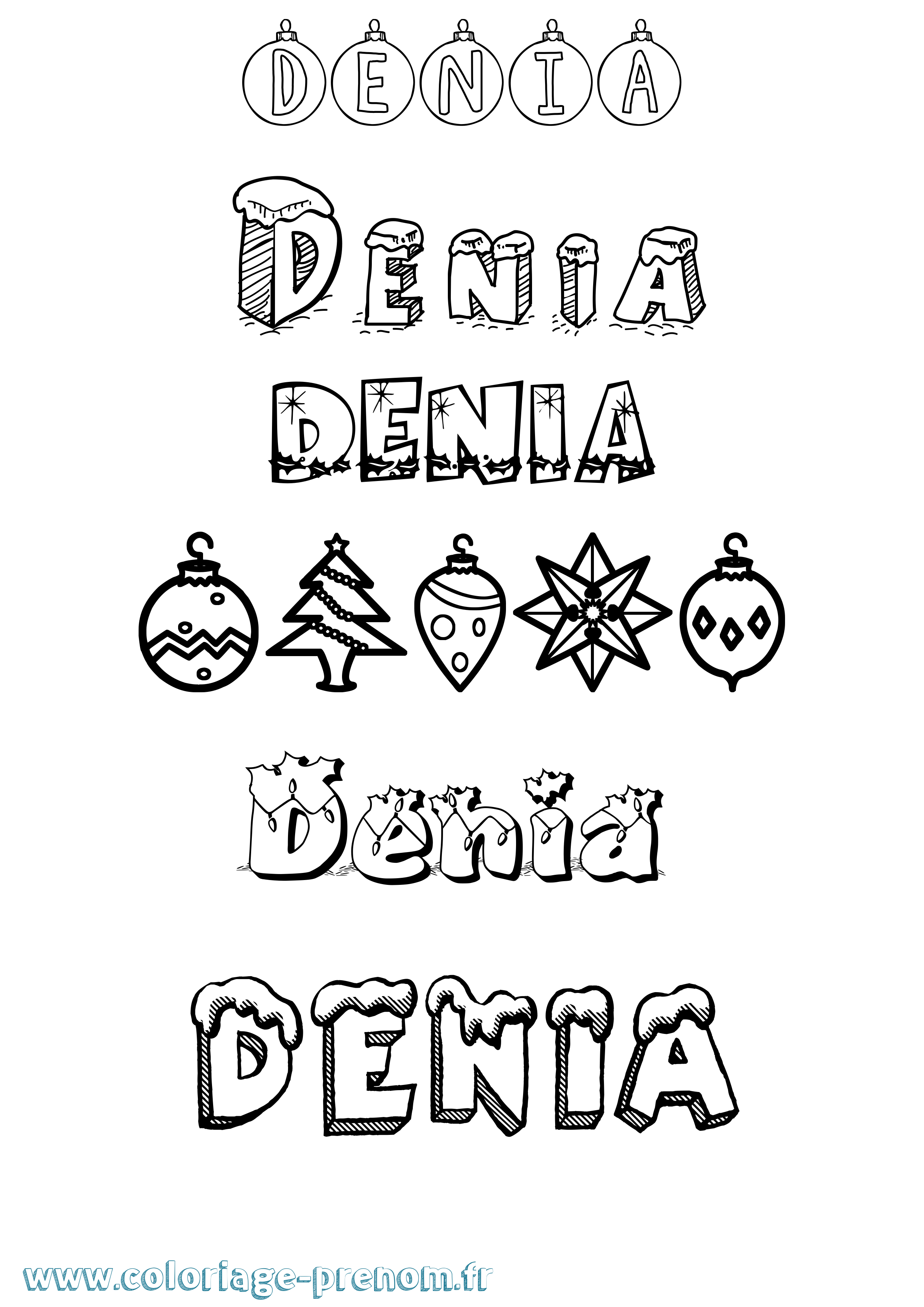Coloriage Denia Noël Coloriage prénom Denia Noël