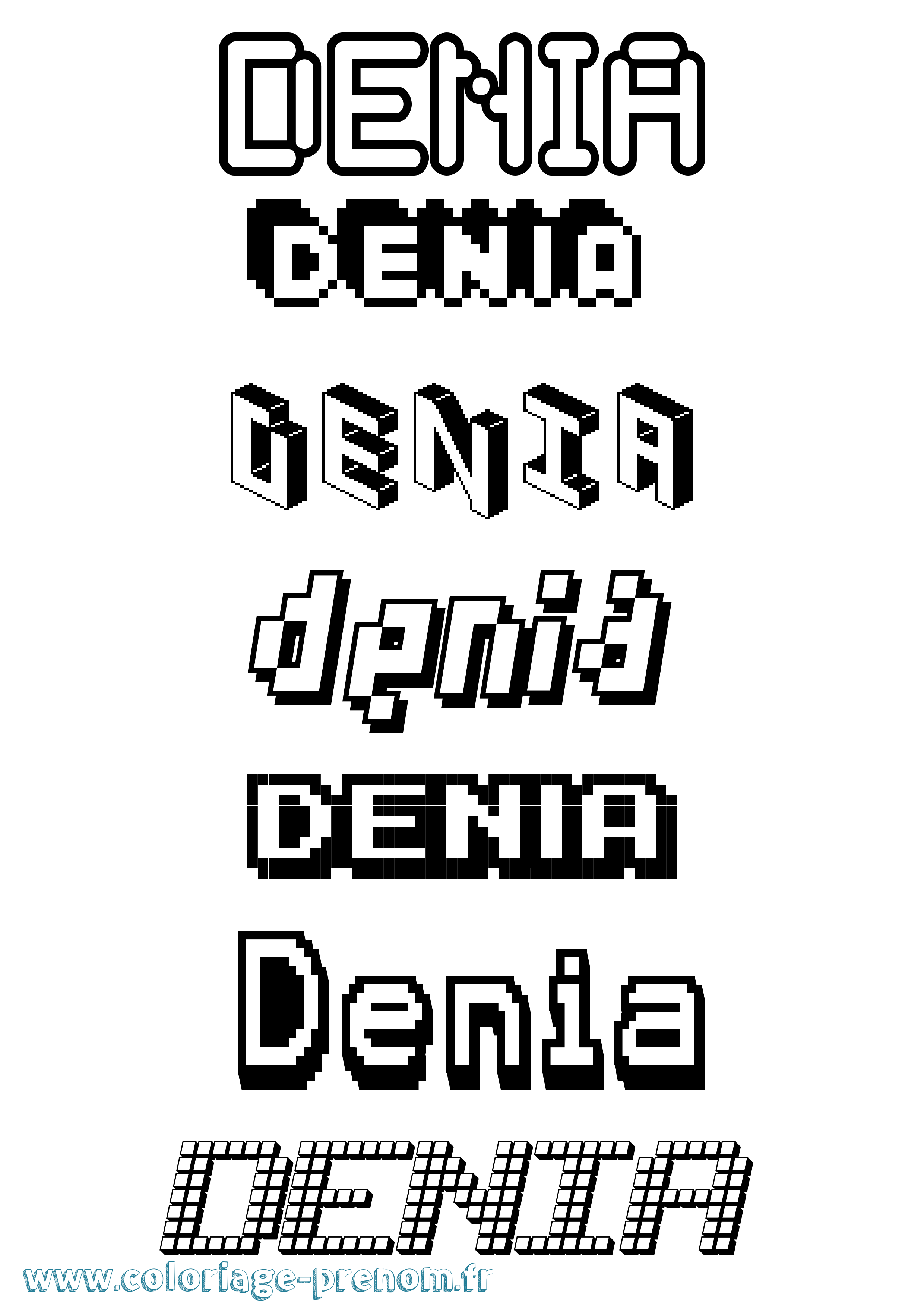 Coloriage Denia Pixel Coloriage prénom Denia Pixel