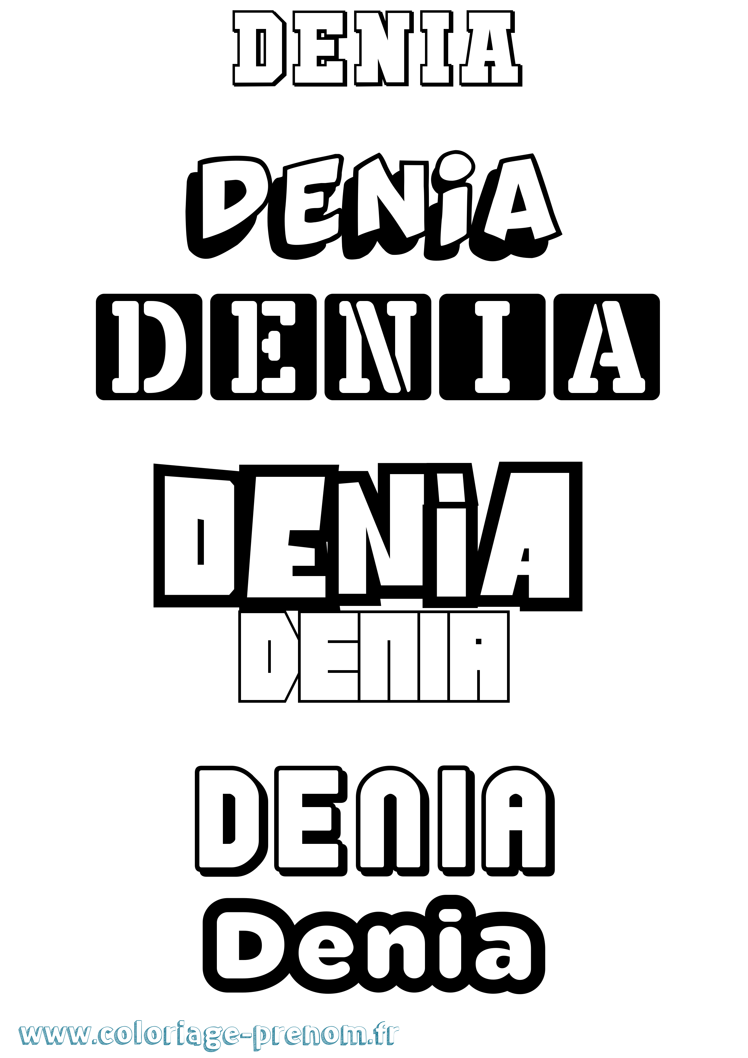 Coloriage Denia Simple Coloriage prénom Denia Simple