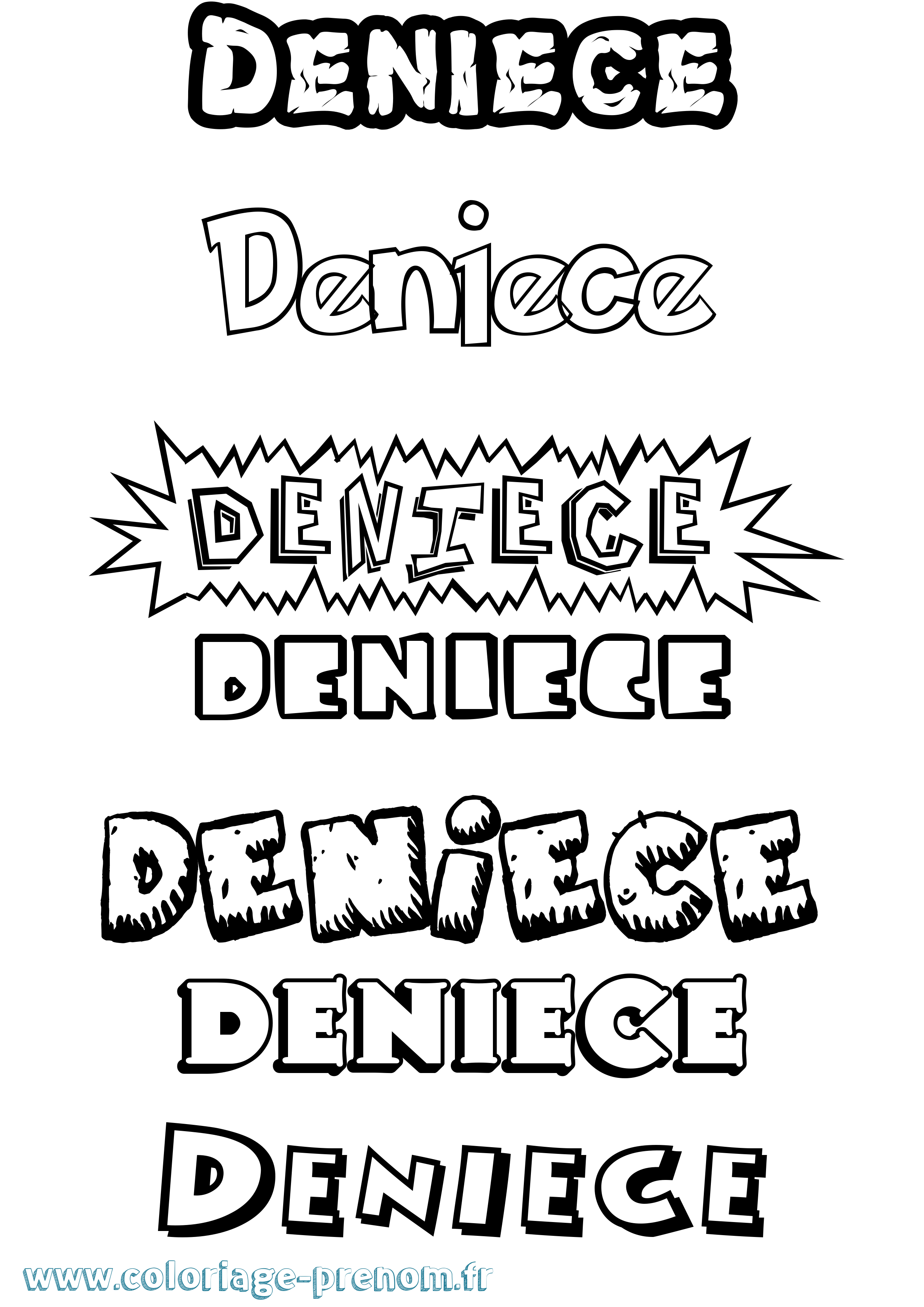 Coloriage Deniece Dessin Animé Coloriage prénom Deniece Dessin Animé