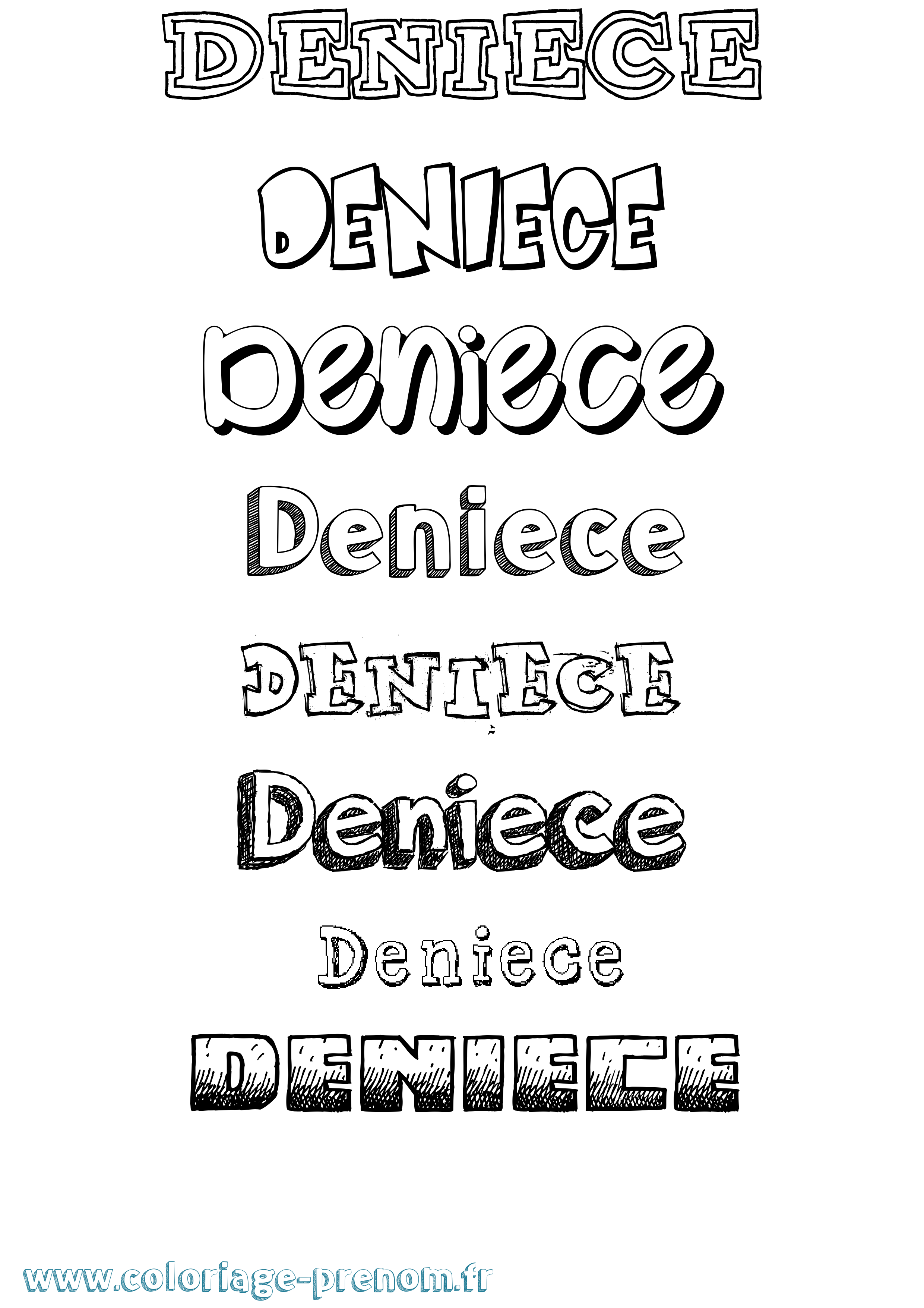 Coloriage Deniece Dessiné Coloriage prénom Deniece Dessiné