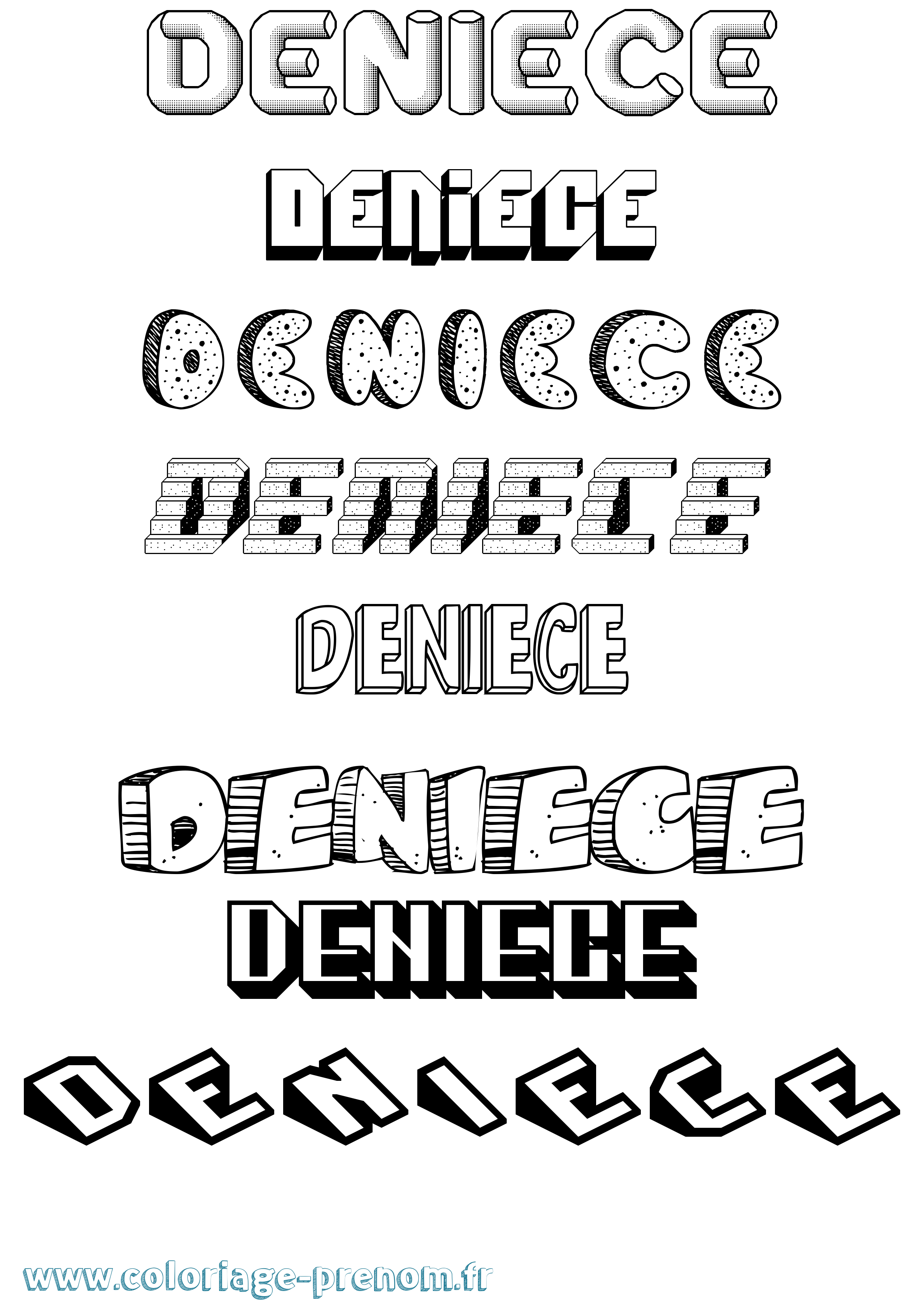 Coloriage Deniece Effet 3D Coloriage prénom Deniece Effet 3D