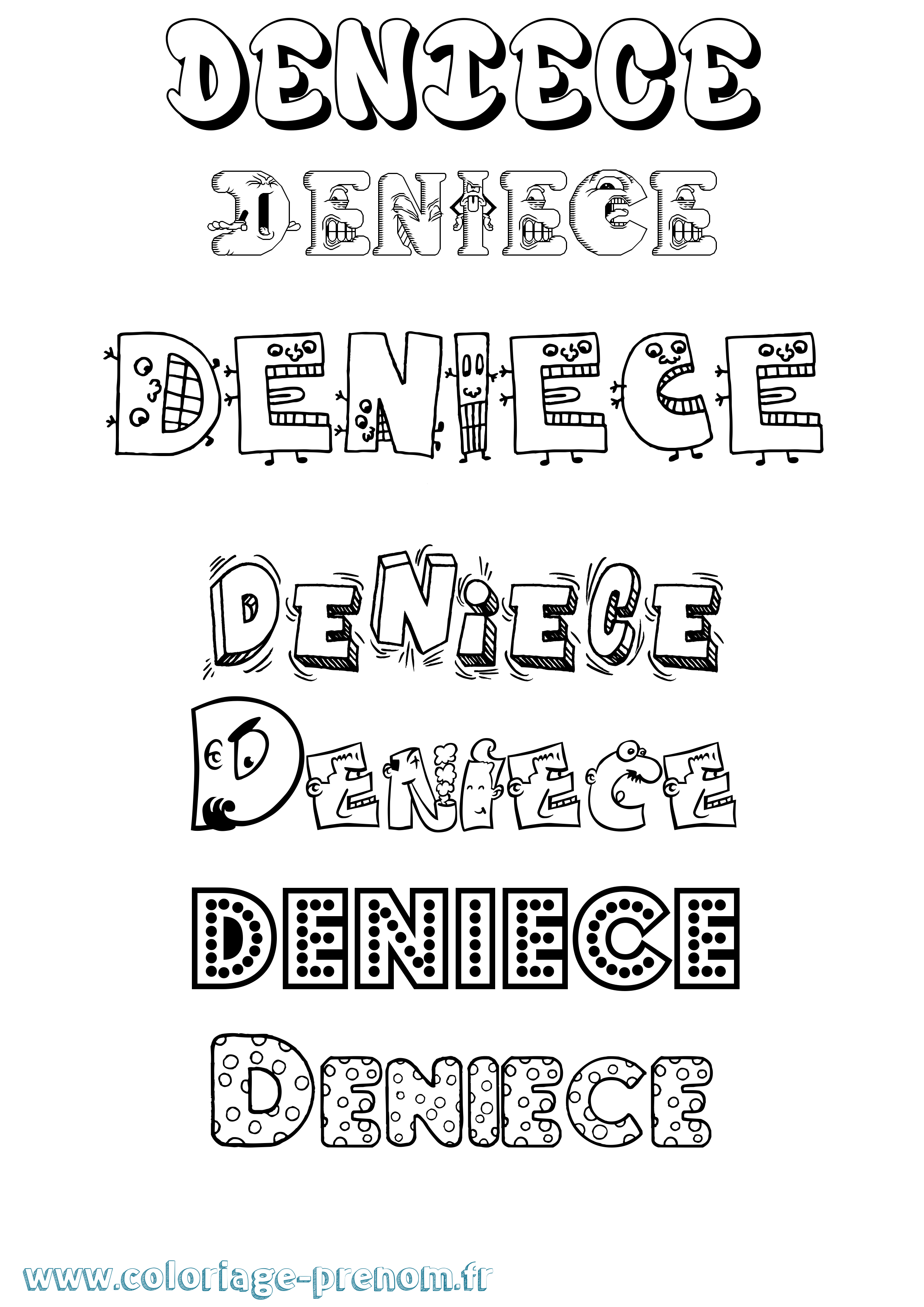 Coloriage Deniece Fun Coloriage prénom Deniece Fun