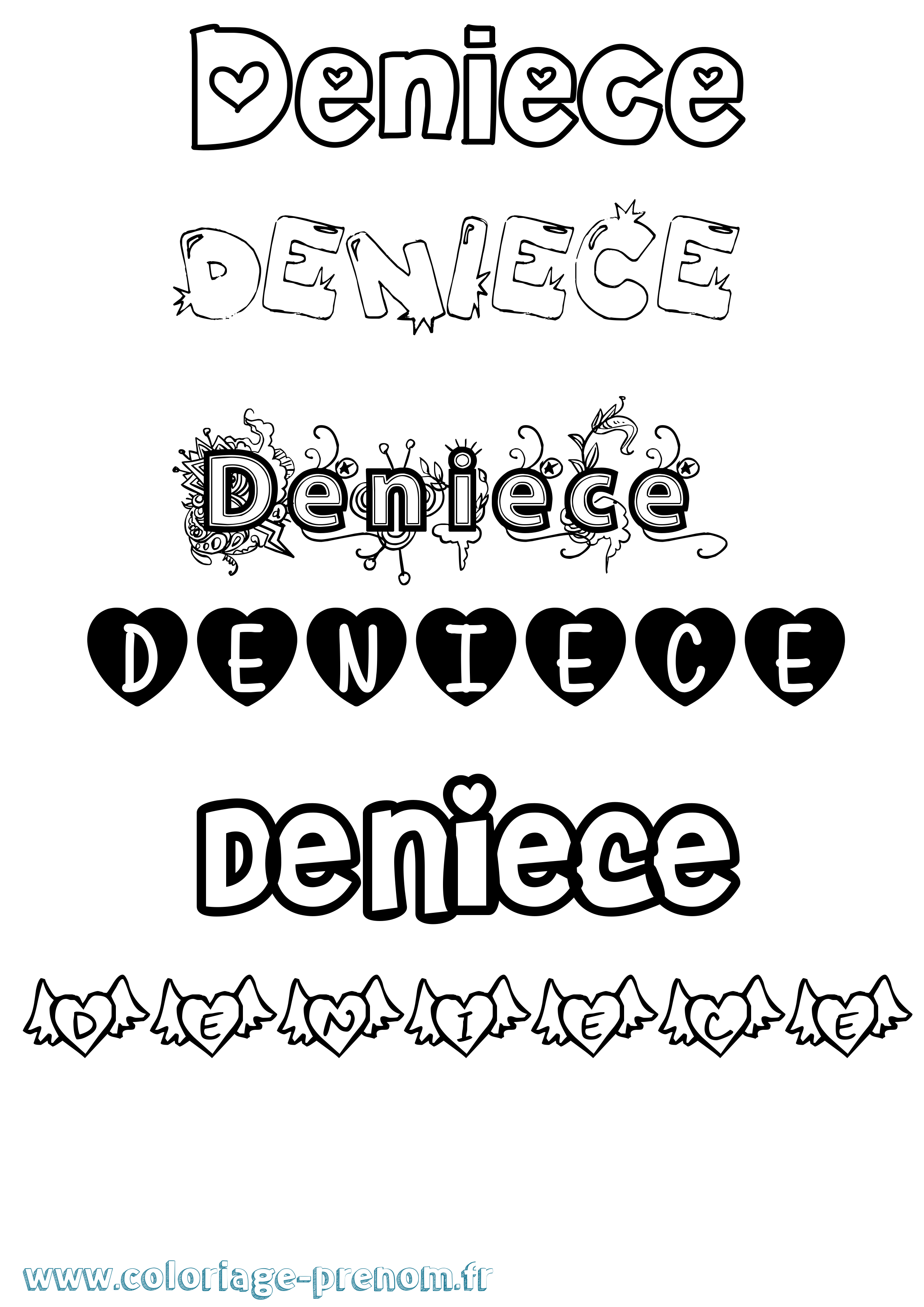 Coloriage Deniece Girly Coloriage prénom Deniece Girly