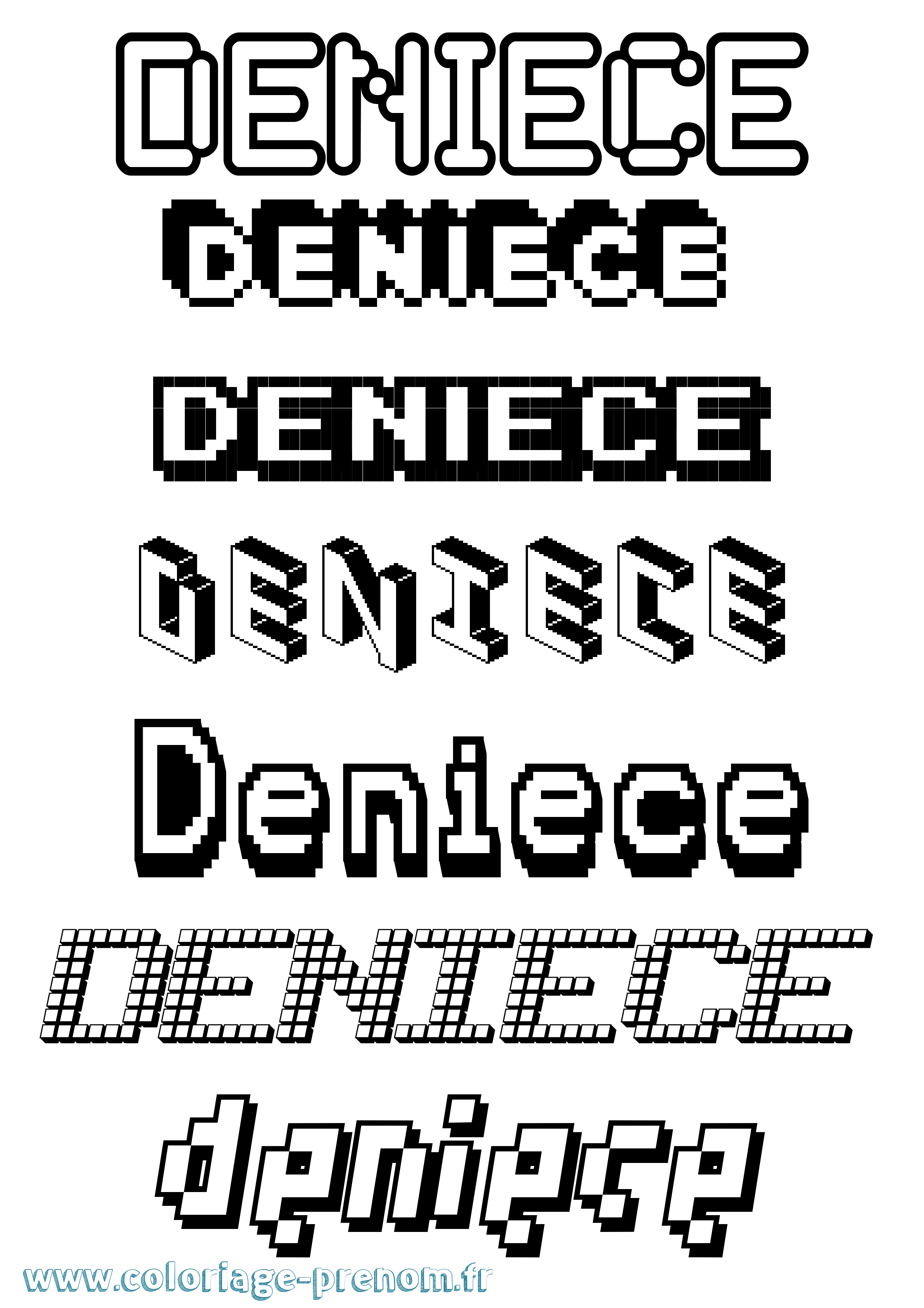 Coloriage Deniece Pixel Coloriage prénom Deniece Pixel