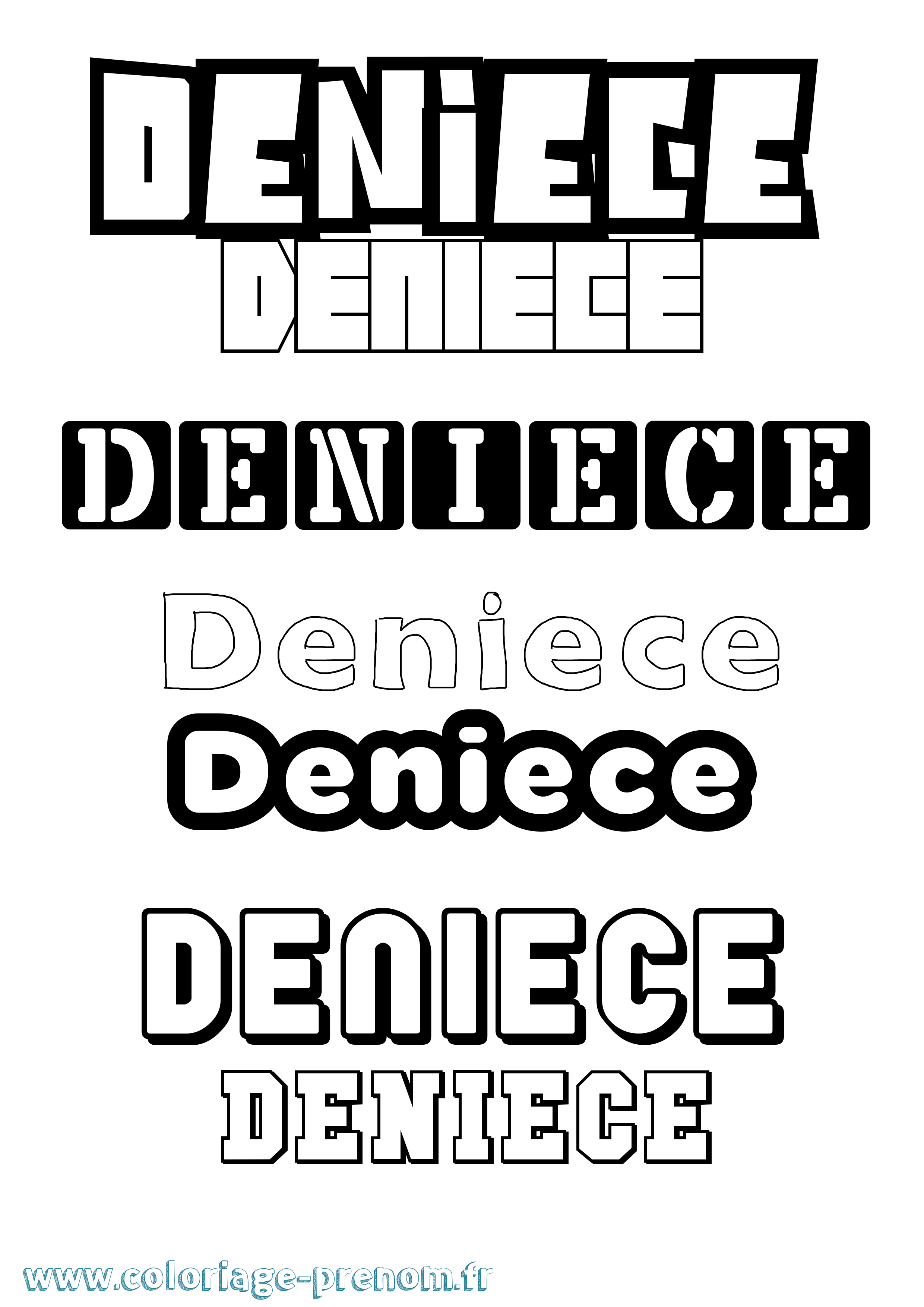 Coloriage Deniece Simple Coloriage prénom Deniece Simple