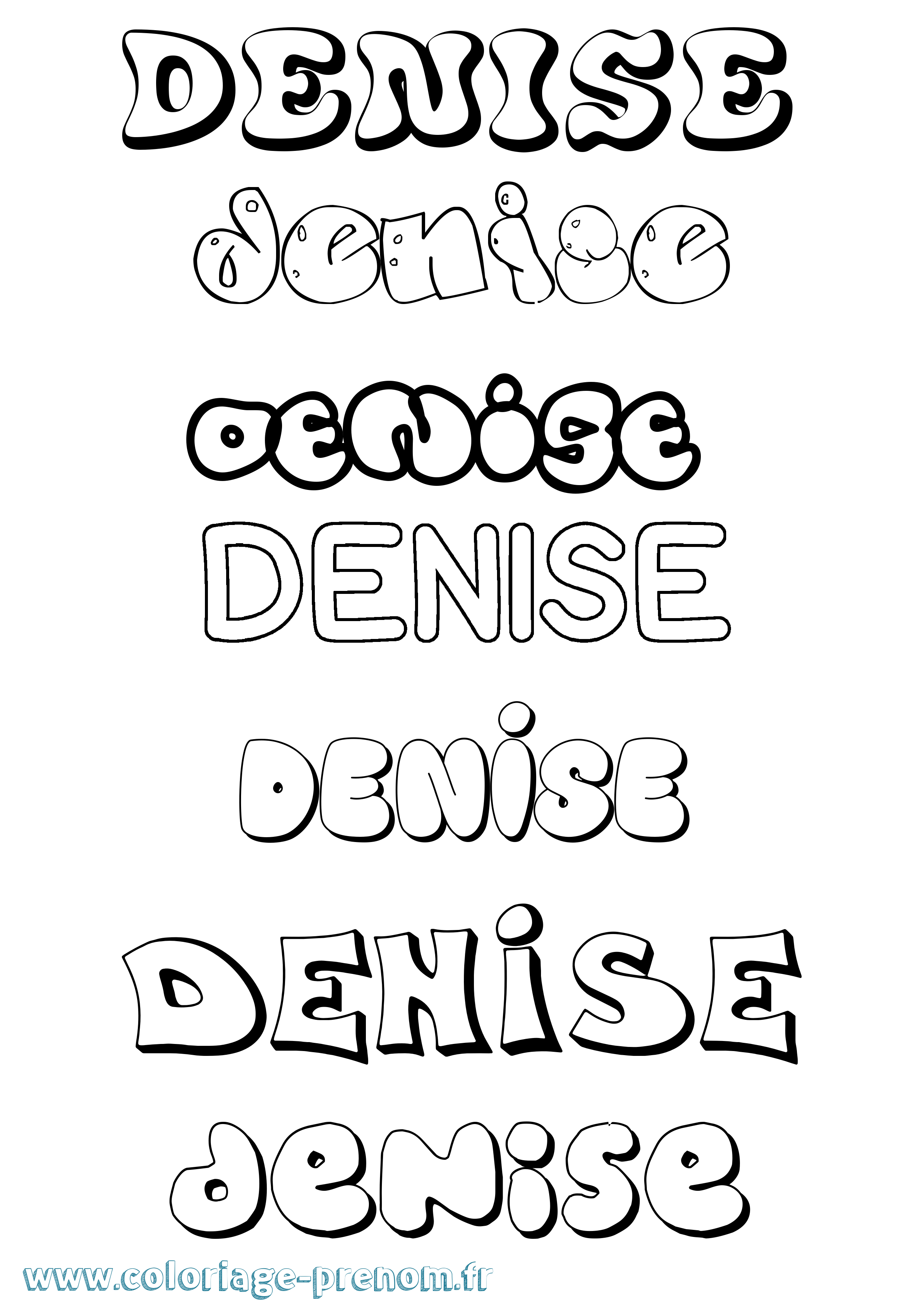 Coloriage Denise Bubble Coloriage prénom Denise Bubble