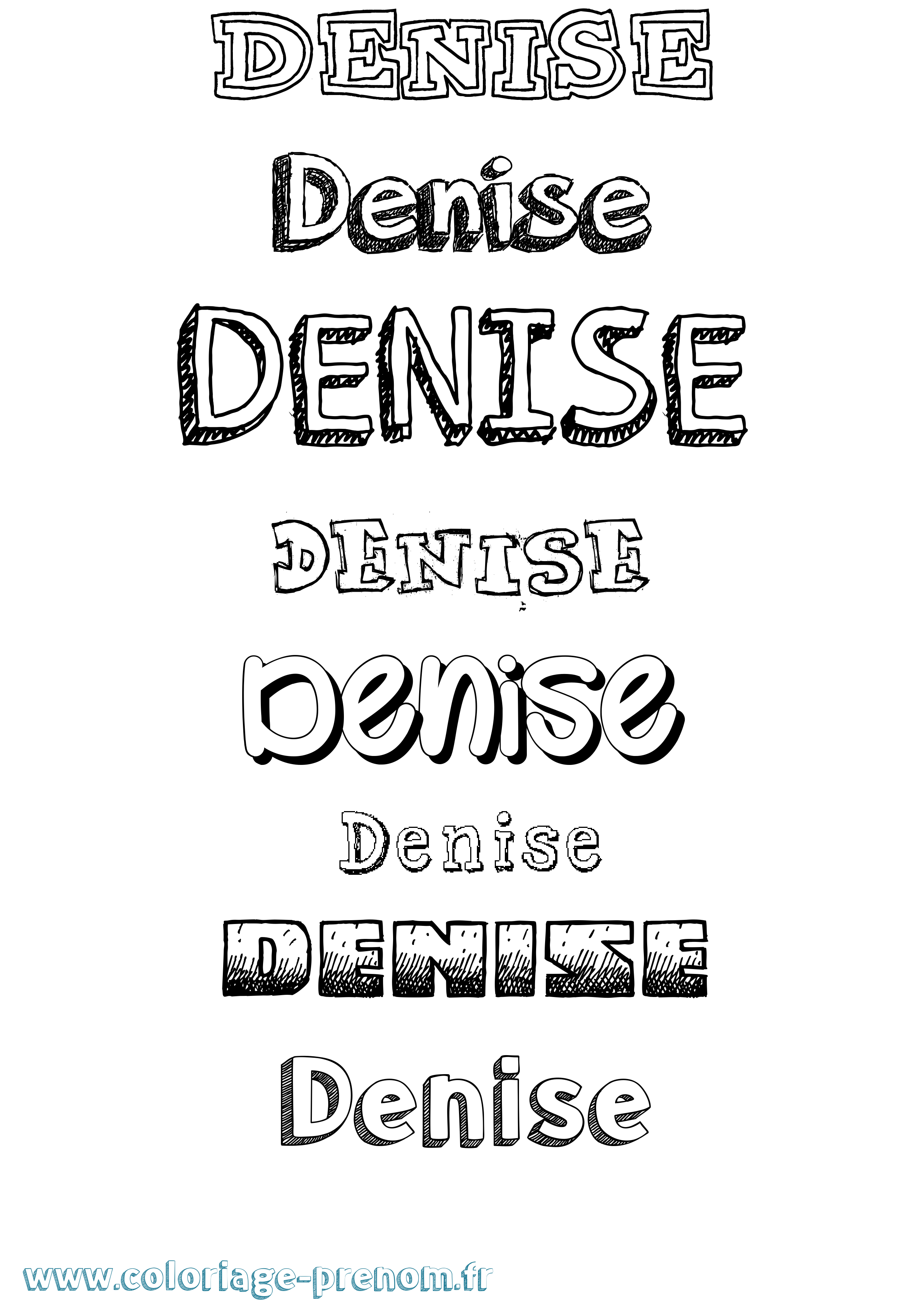 Coloriage Denise Dessiné Coloriage prénom Denise Dessiné