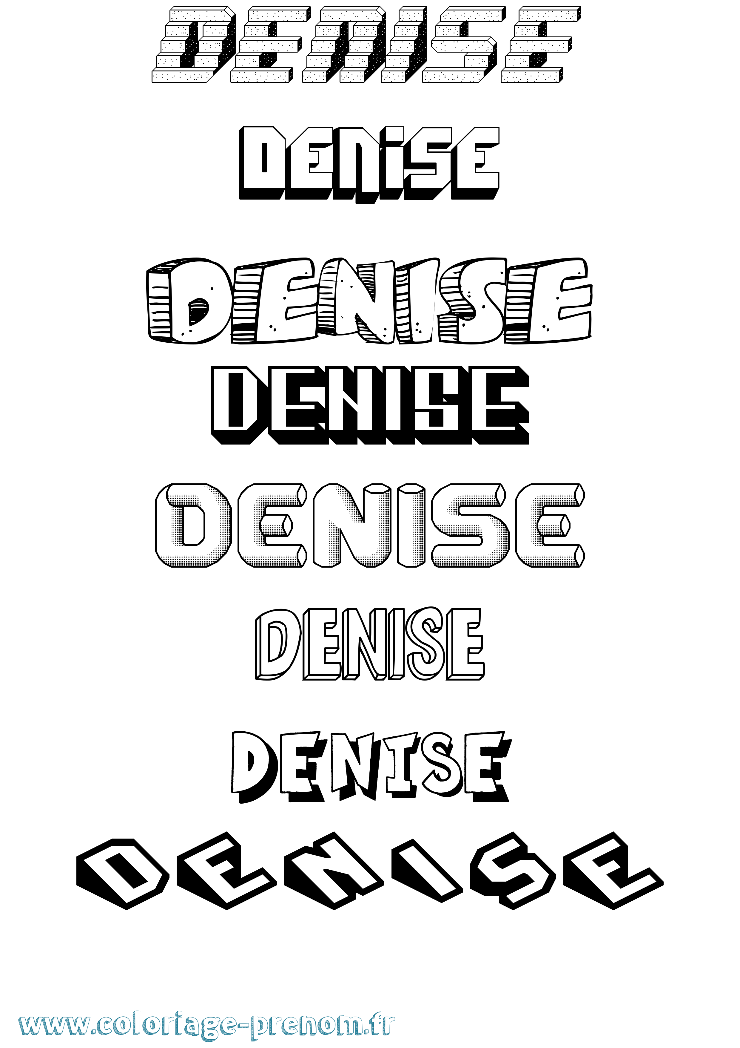 Coloriage Denise Effet 3D Coloriage prénom Denise Effet 3D
