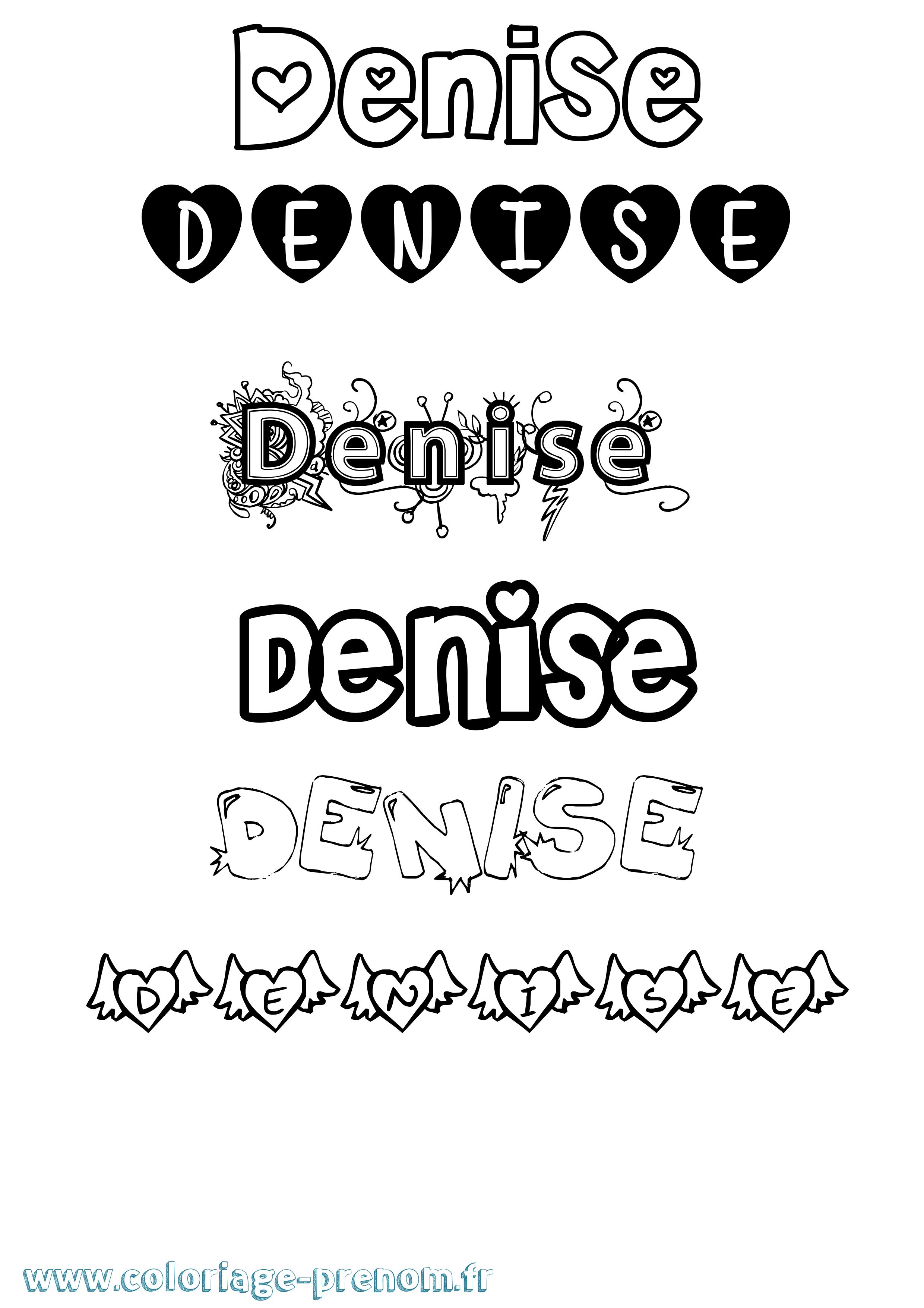 Coloriage Denise Girly Coloriage prénom Denise Girly