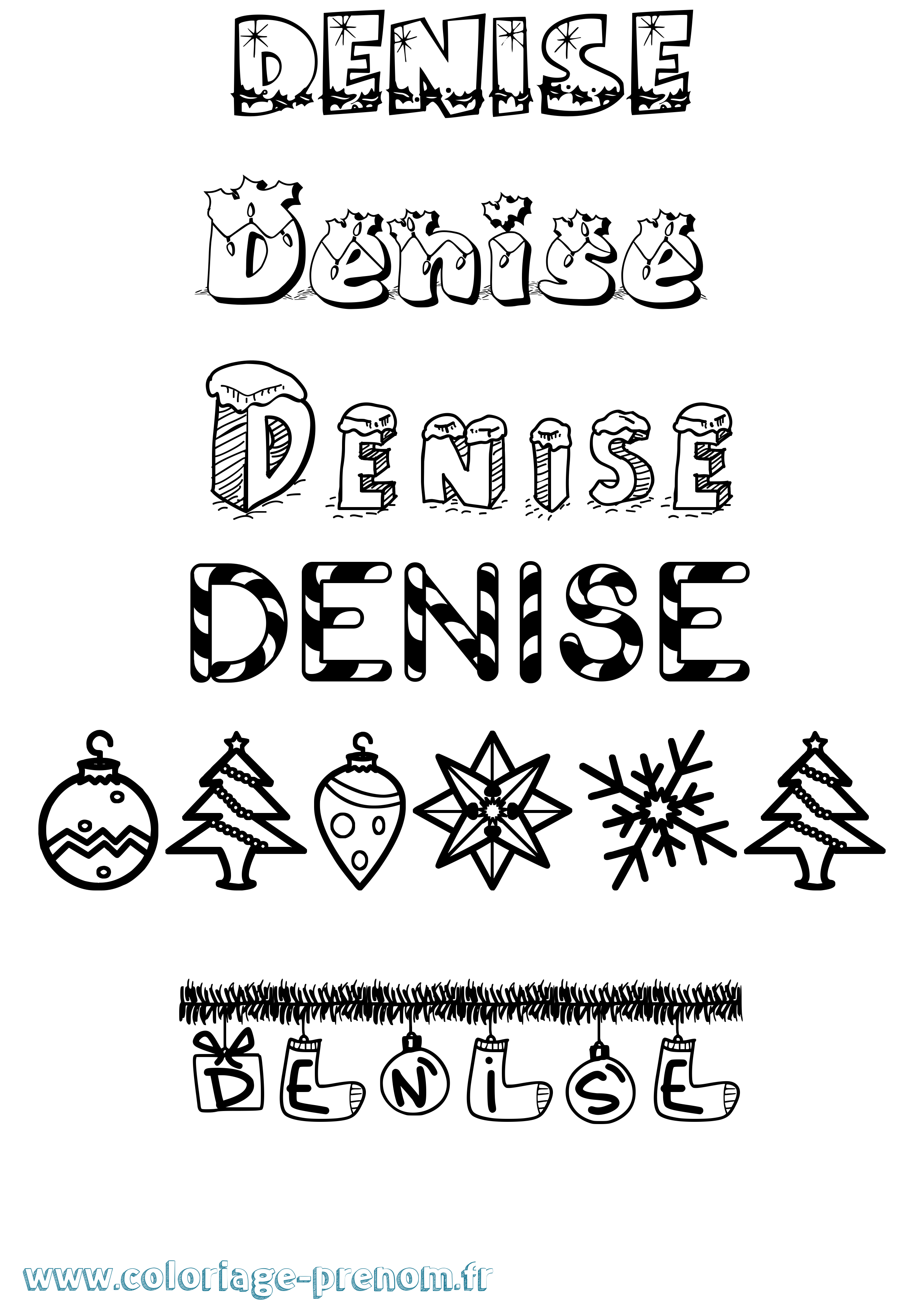 Coloriage Denise Noël Coloriage prénom Denise Noël