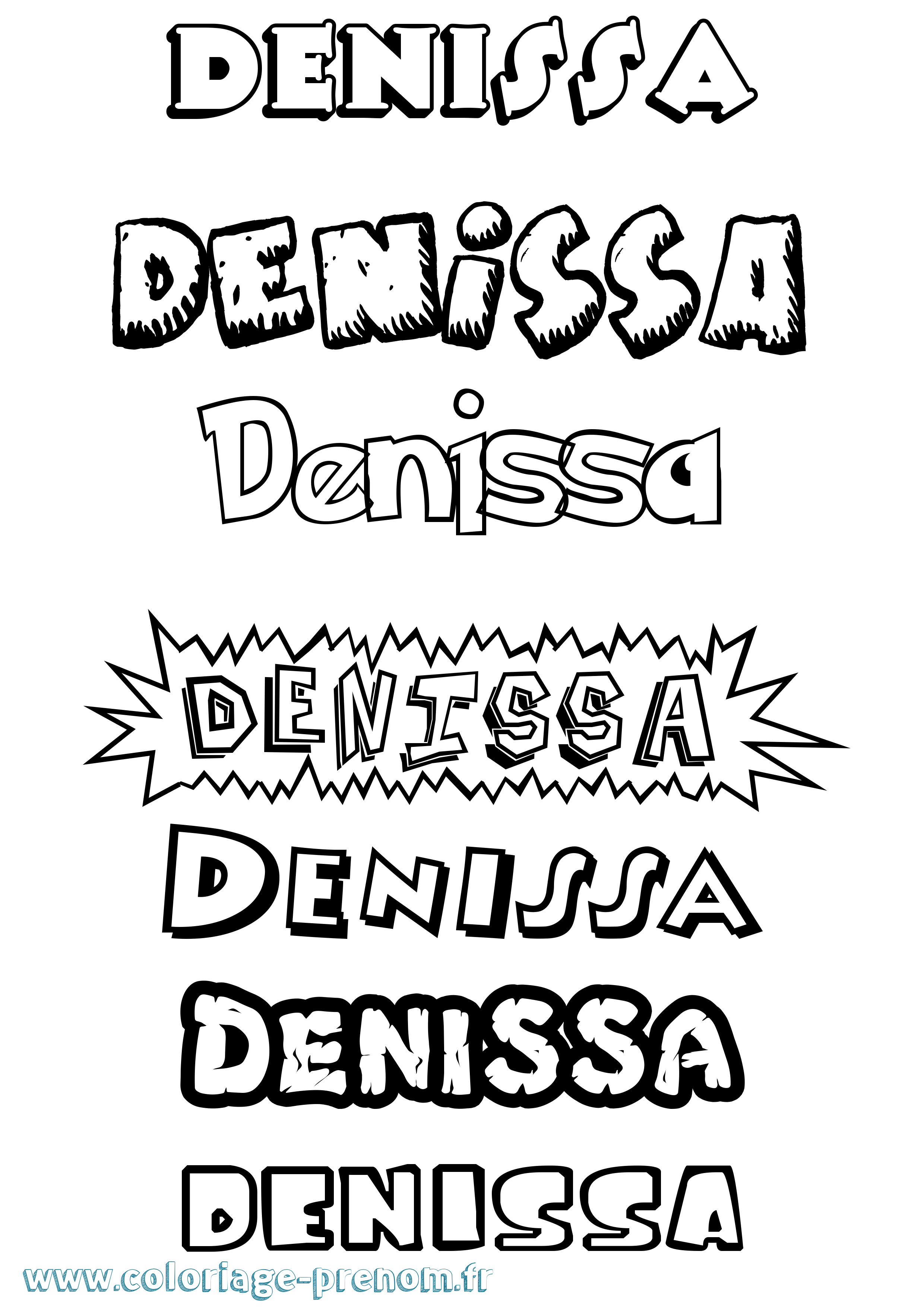 Coloriage Denissa Dessin Animé Coloriage prénom Denissa Dessin Animé