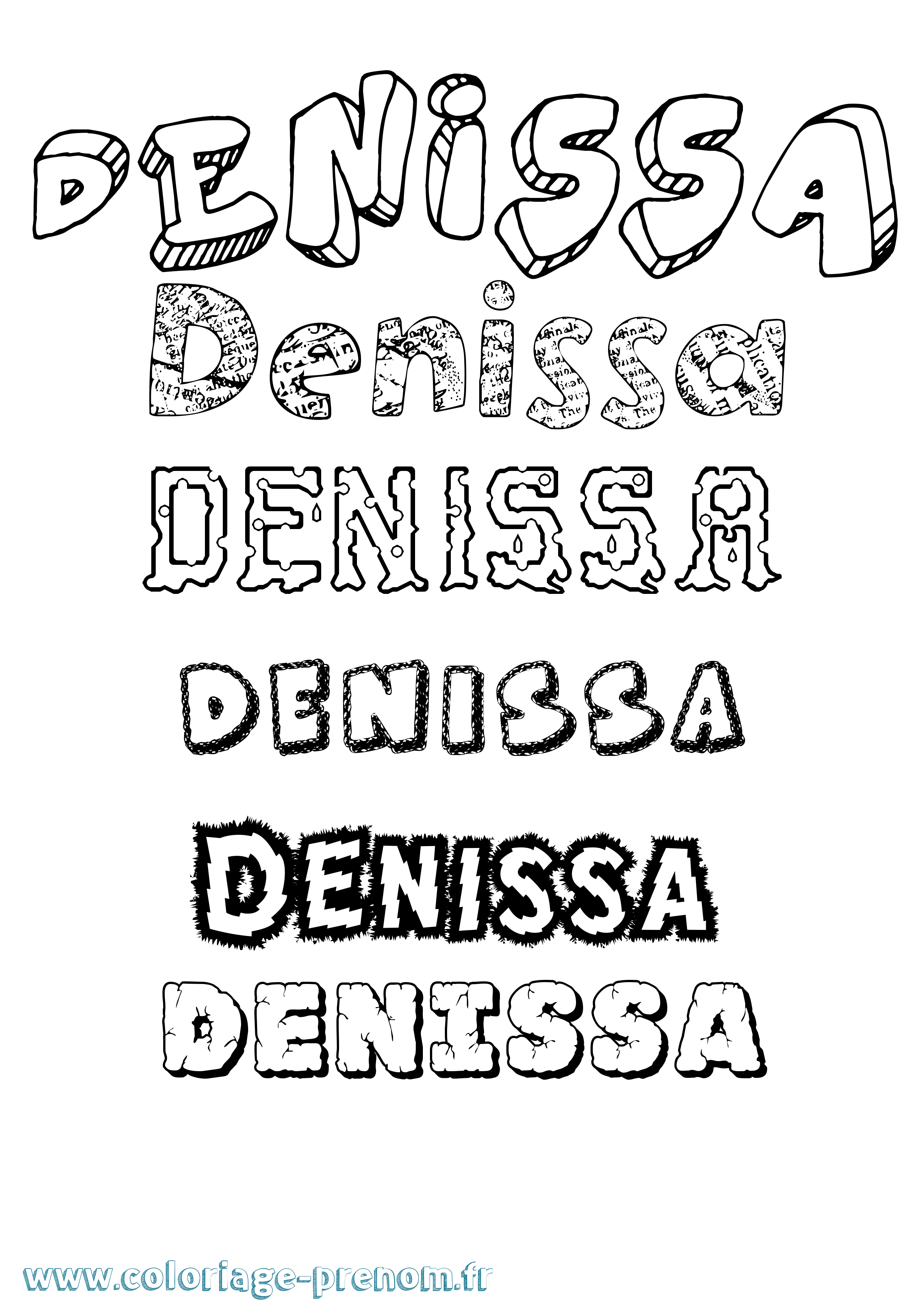 Coloriage Denissa Destructuré Coloriage prénom Denissa Destructuré