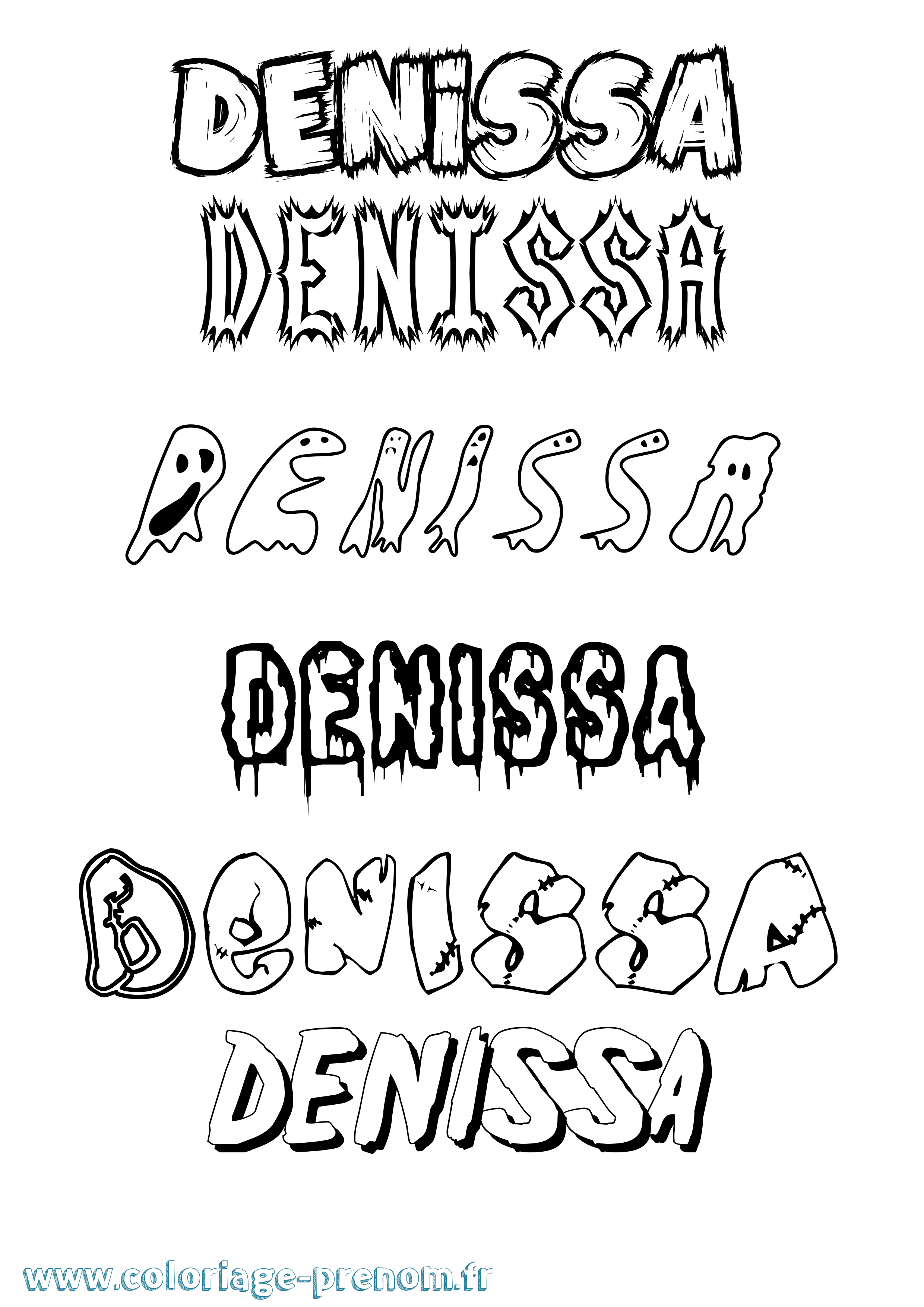 Coloriage Denissa Frisson Coloriage prénom Denissa Frisson