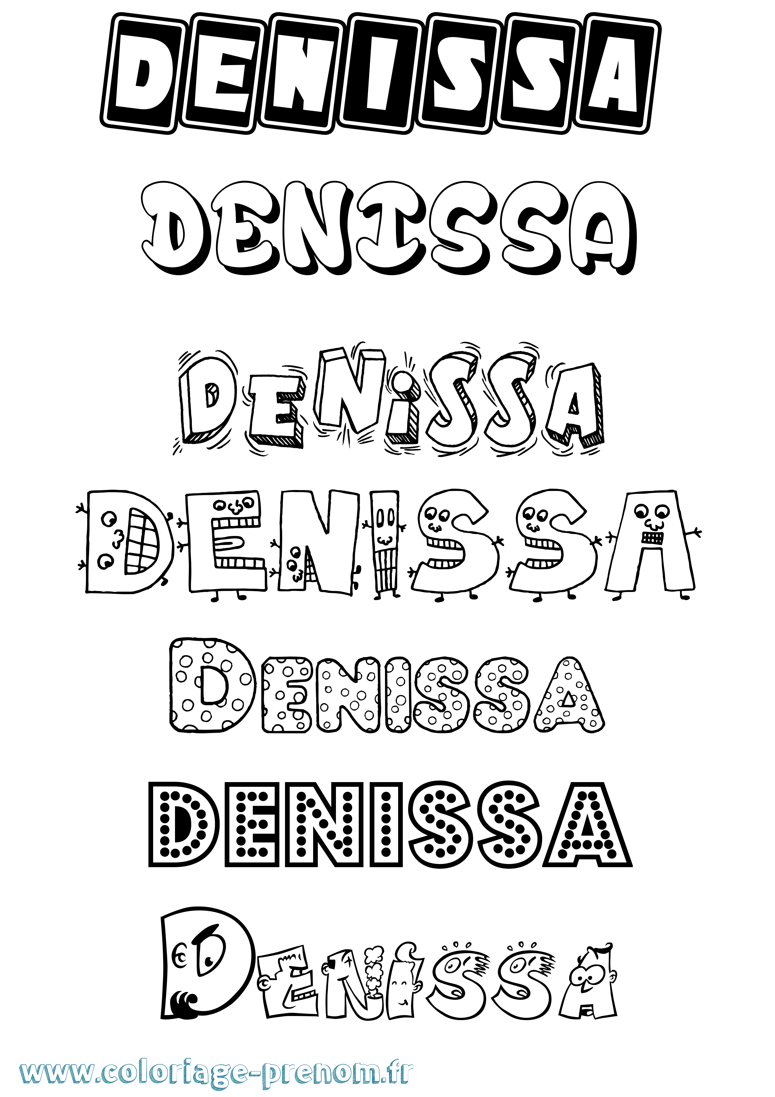 Coloriage Denissa Fun Coloriage prénom Denissa Fun