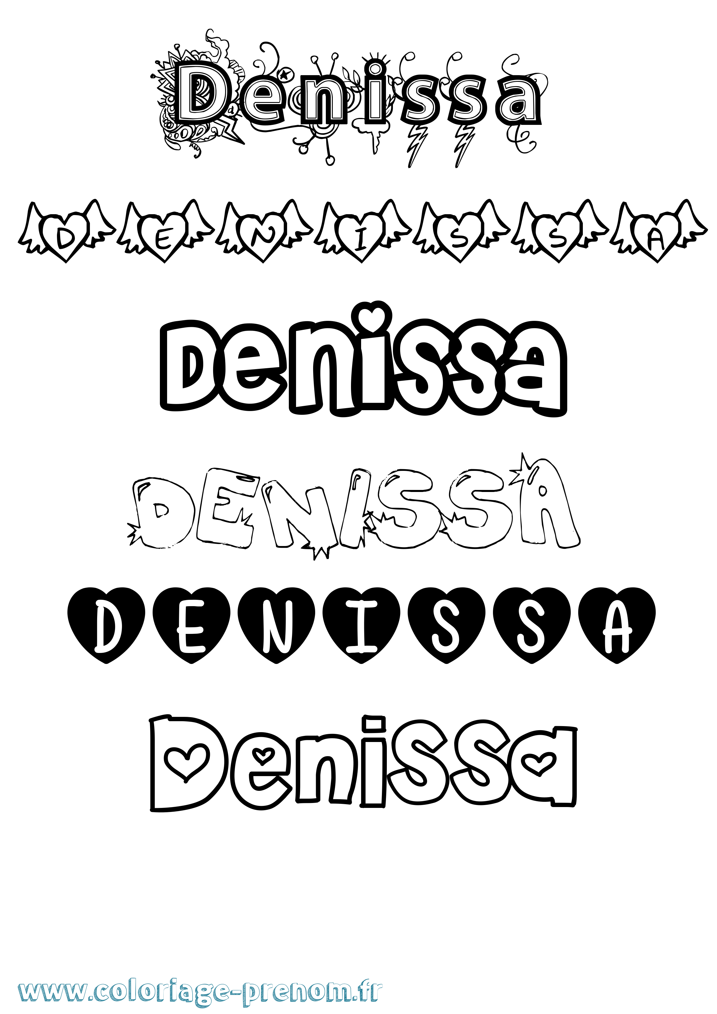 Coloriage Denissa Girly Coloriage prénom Denissa Girly