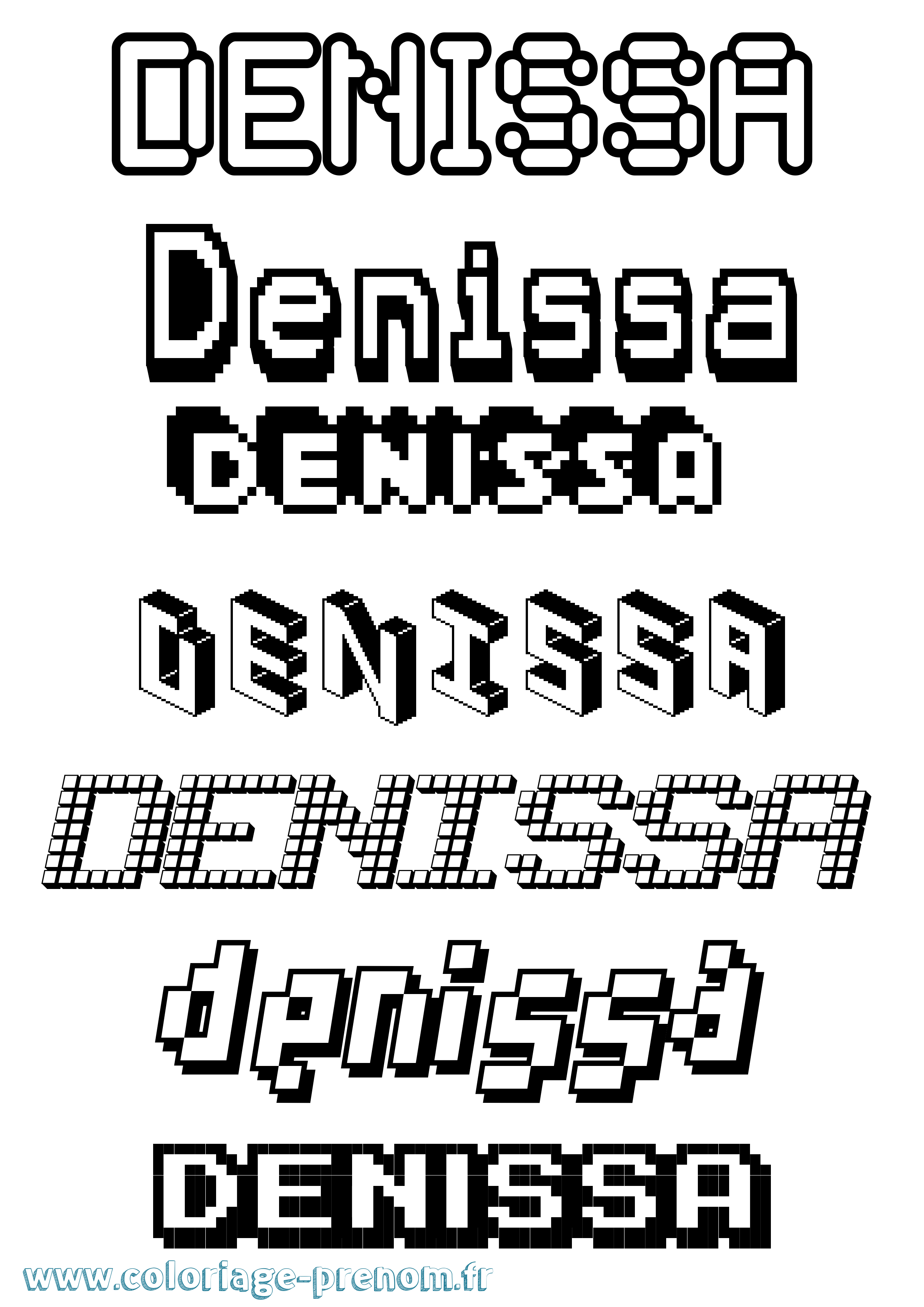 Coloriage Denissa Pixel Coloriage prénom Denissa Pixel