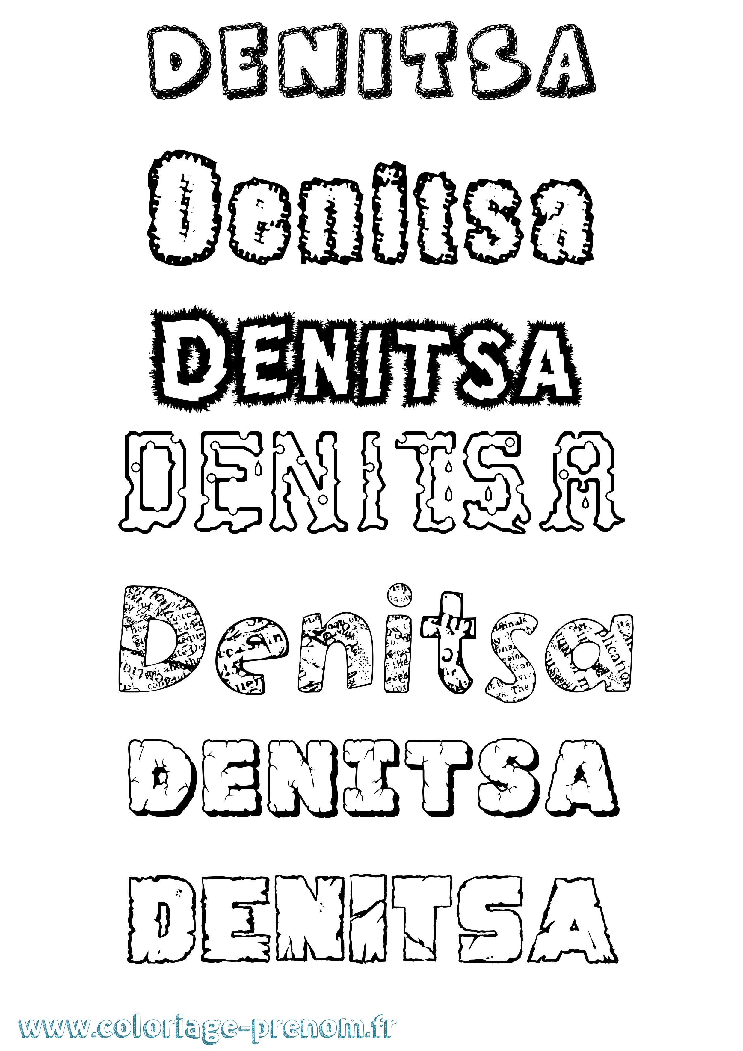 Coloriage Denitsa Destructuré Coloriage prénom Denitsa Destructuré