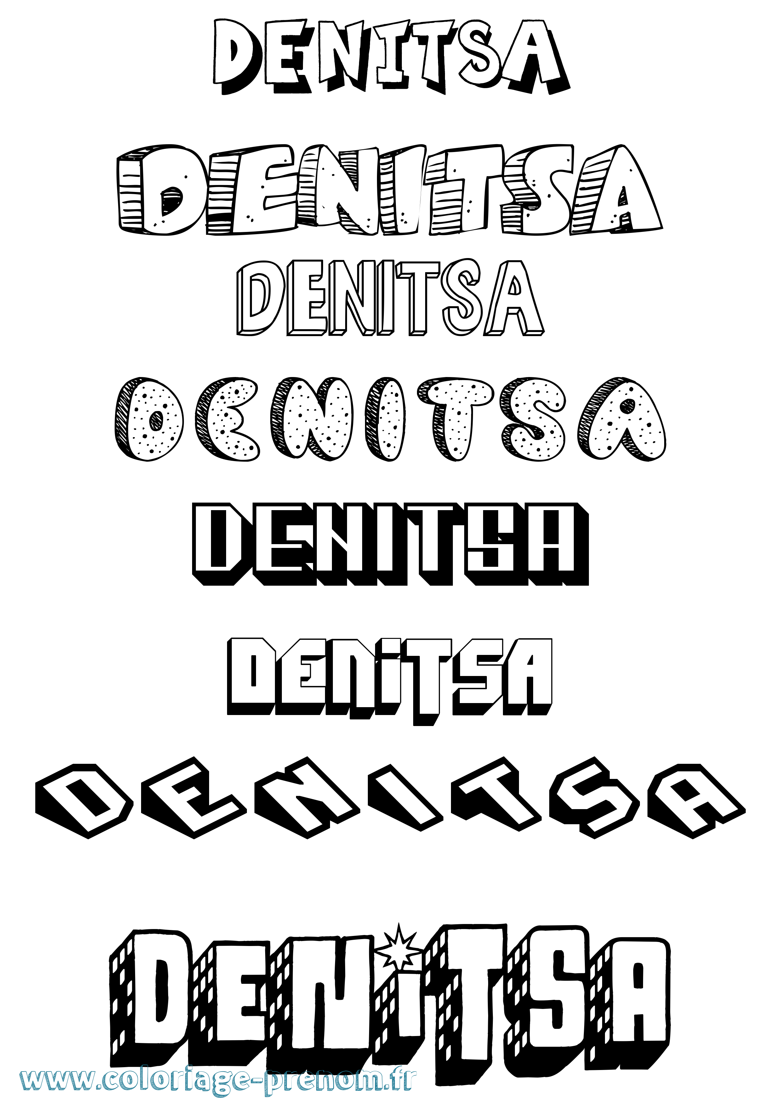 Coloriage Denitsa Effet 3D Coloriage prénom Denitsa Effet 3D
