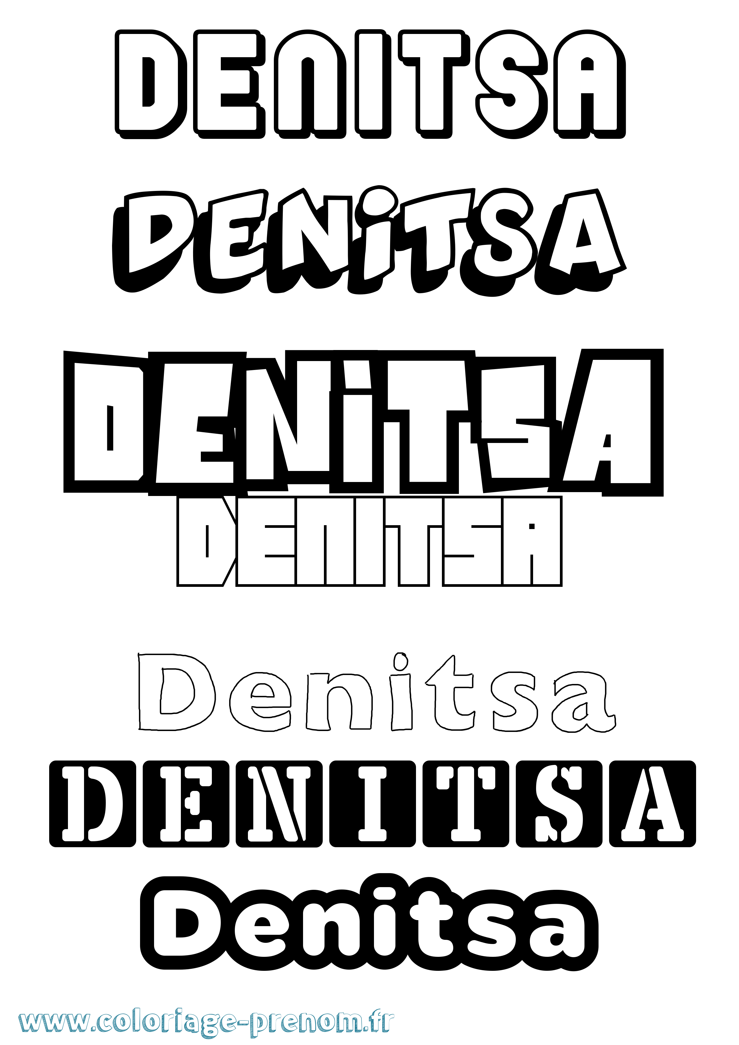 Coloriage Denitsa Simple Coloriage prénom Denitsa Simple