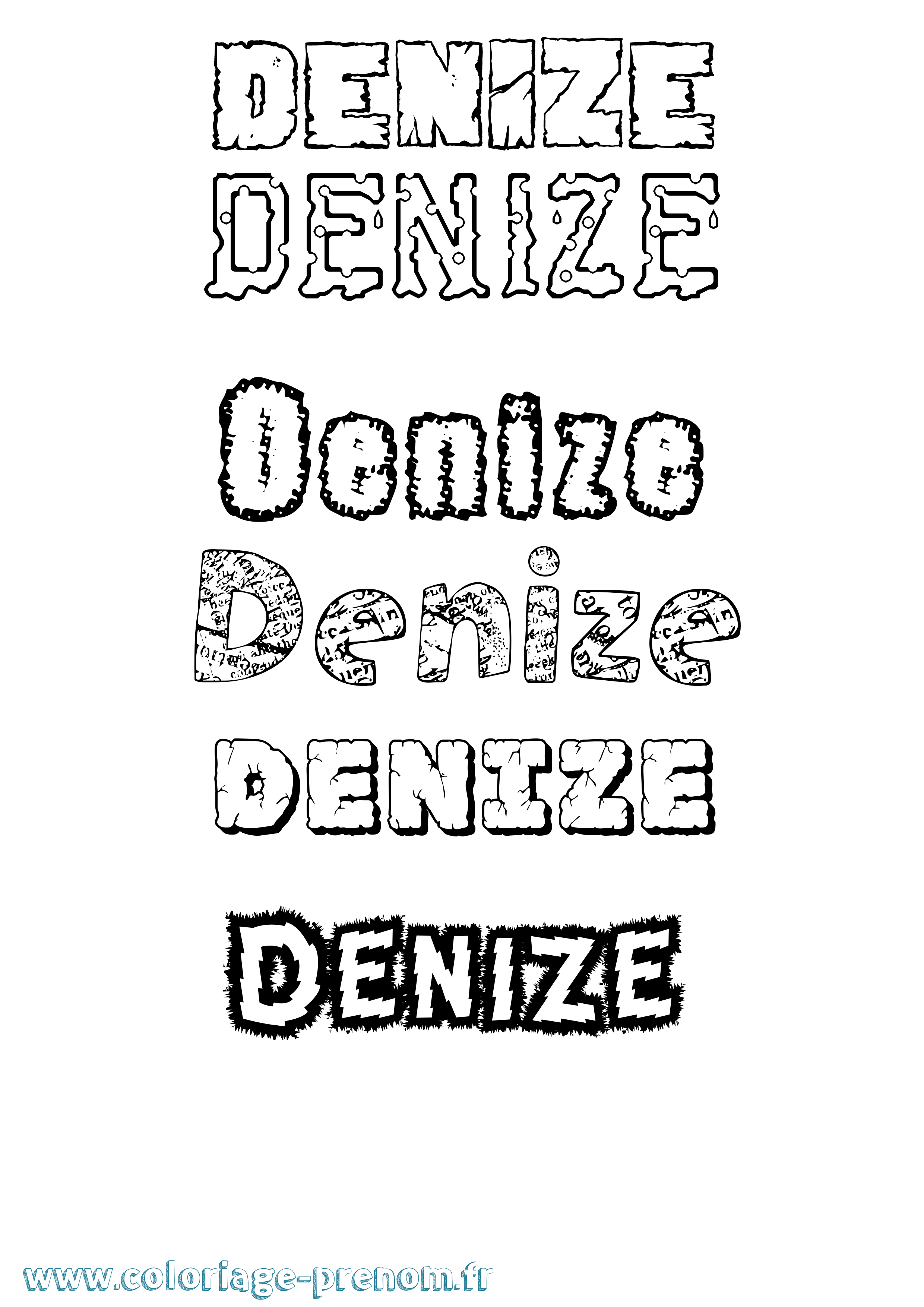 Coloriage Denize Destructuré Coloriage prénom Denize Destructuré