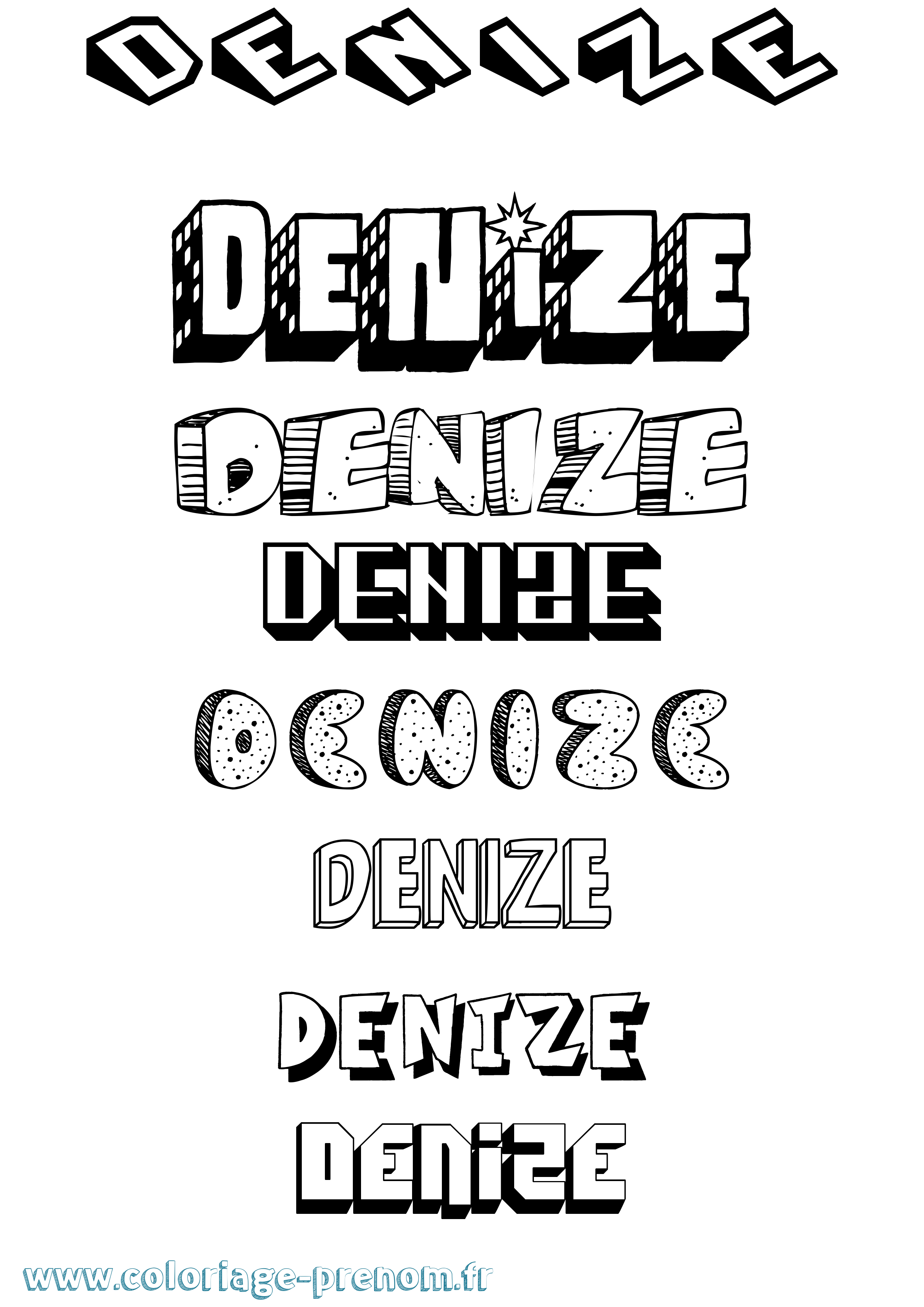 Coloriage Denize Effet 3D Coloriage prénom Denize Effet 3D