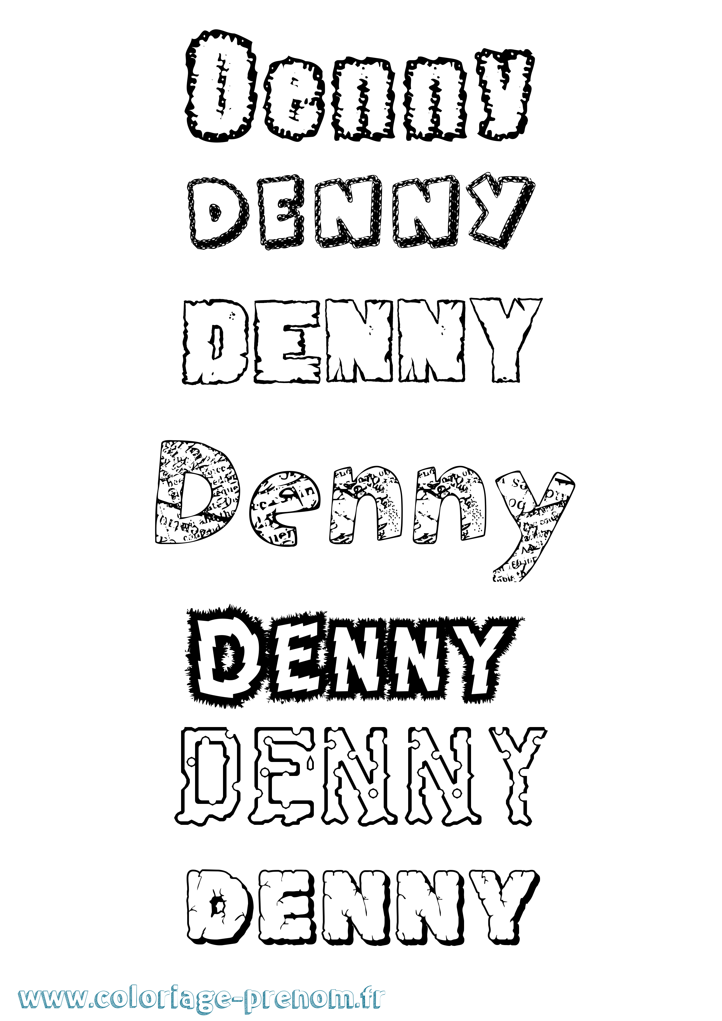 Coloriage Denny Destructuré Coloriage prénom Denny Destructuré