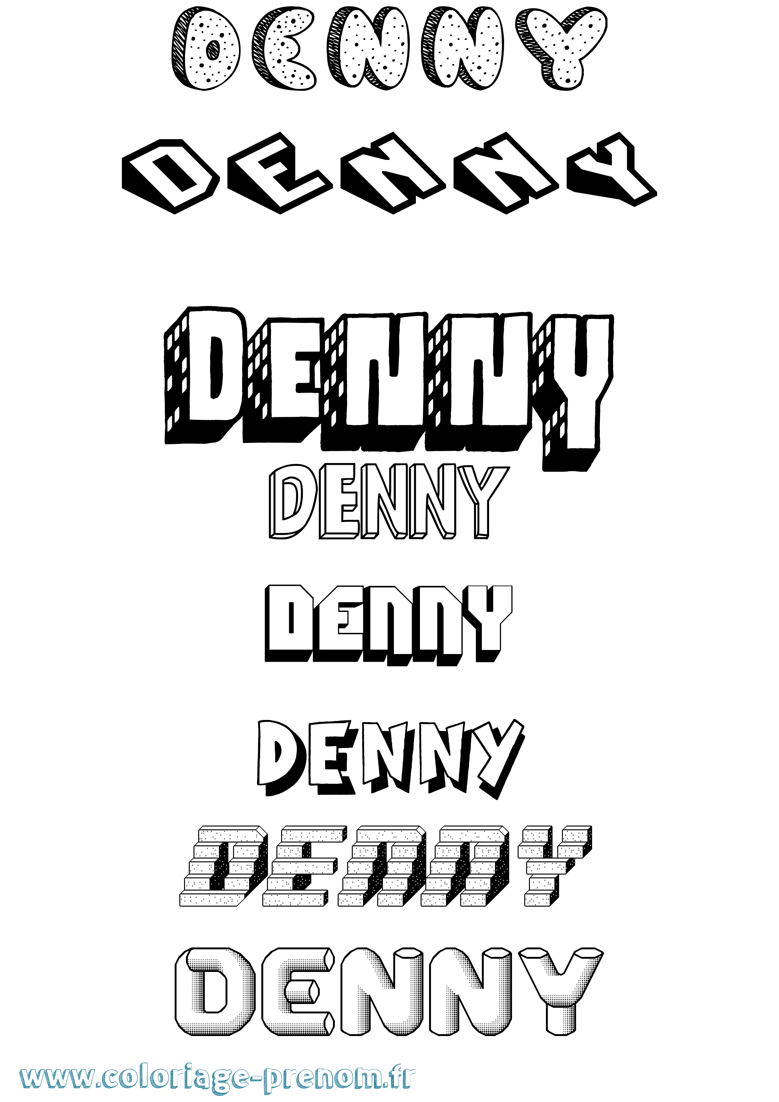 Coloriage Denny Effet 3D Coloriage prénom Denny Effet 3D