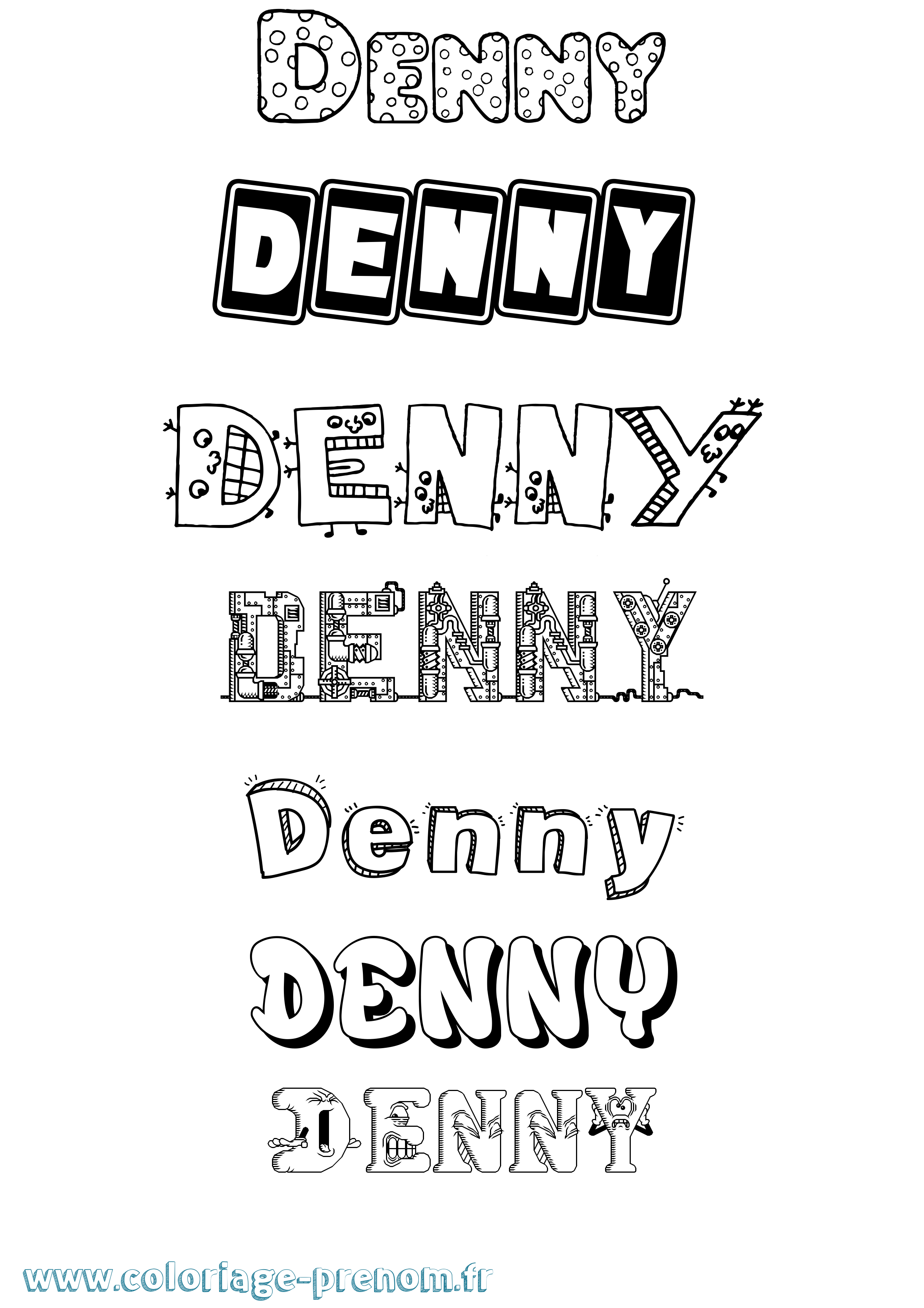 Coloriage Denny Fun Coloriage prénom Denny Fun