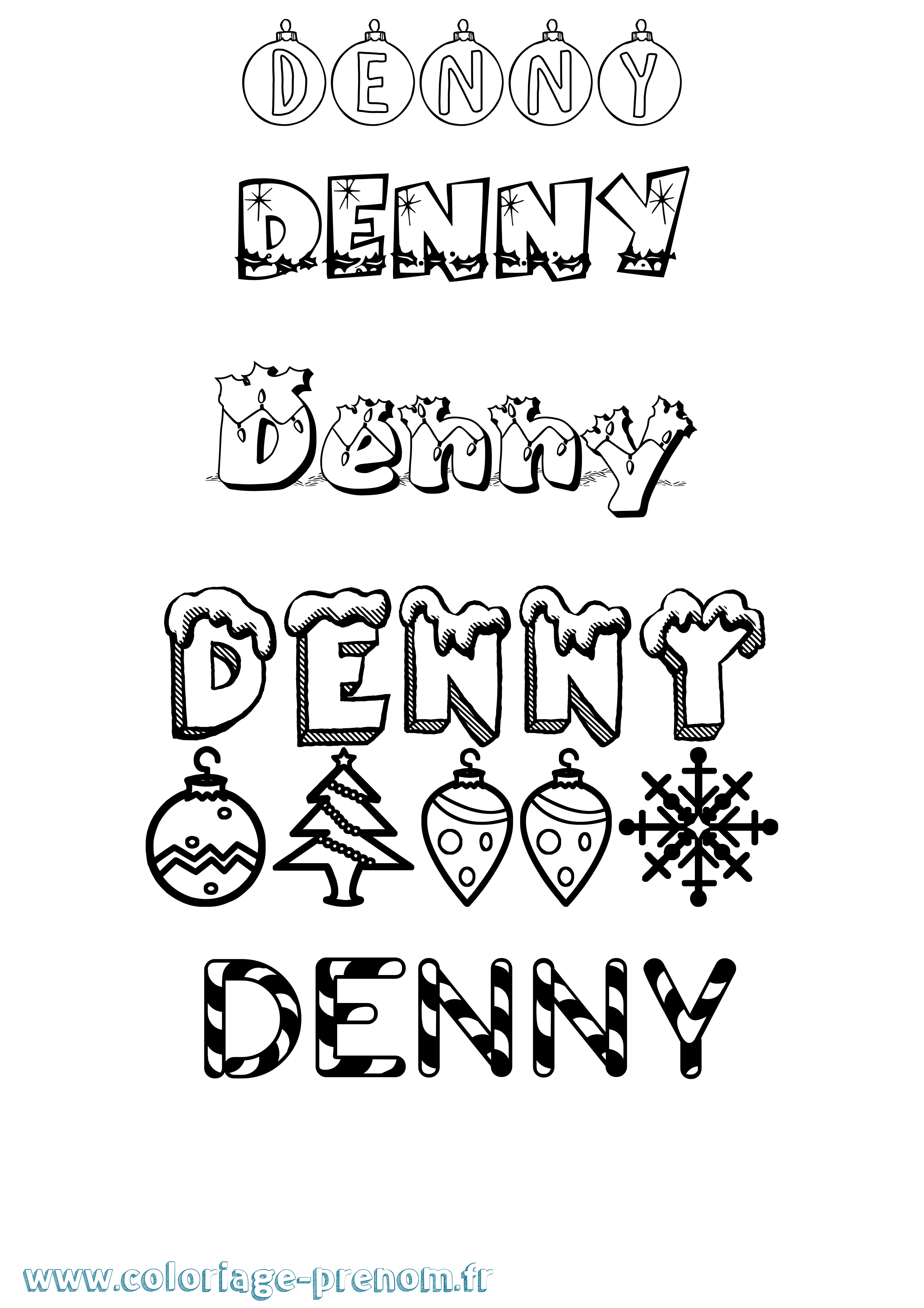 Coloriage Denny Noël Coloriage prénom Denny Noël