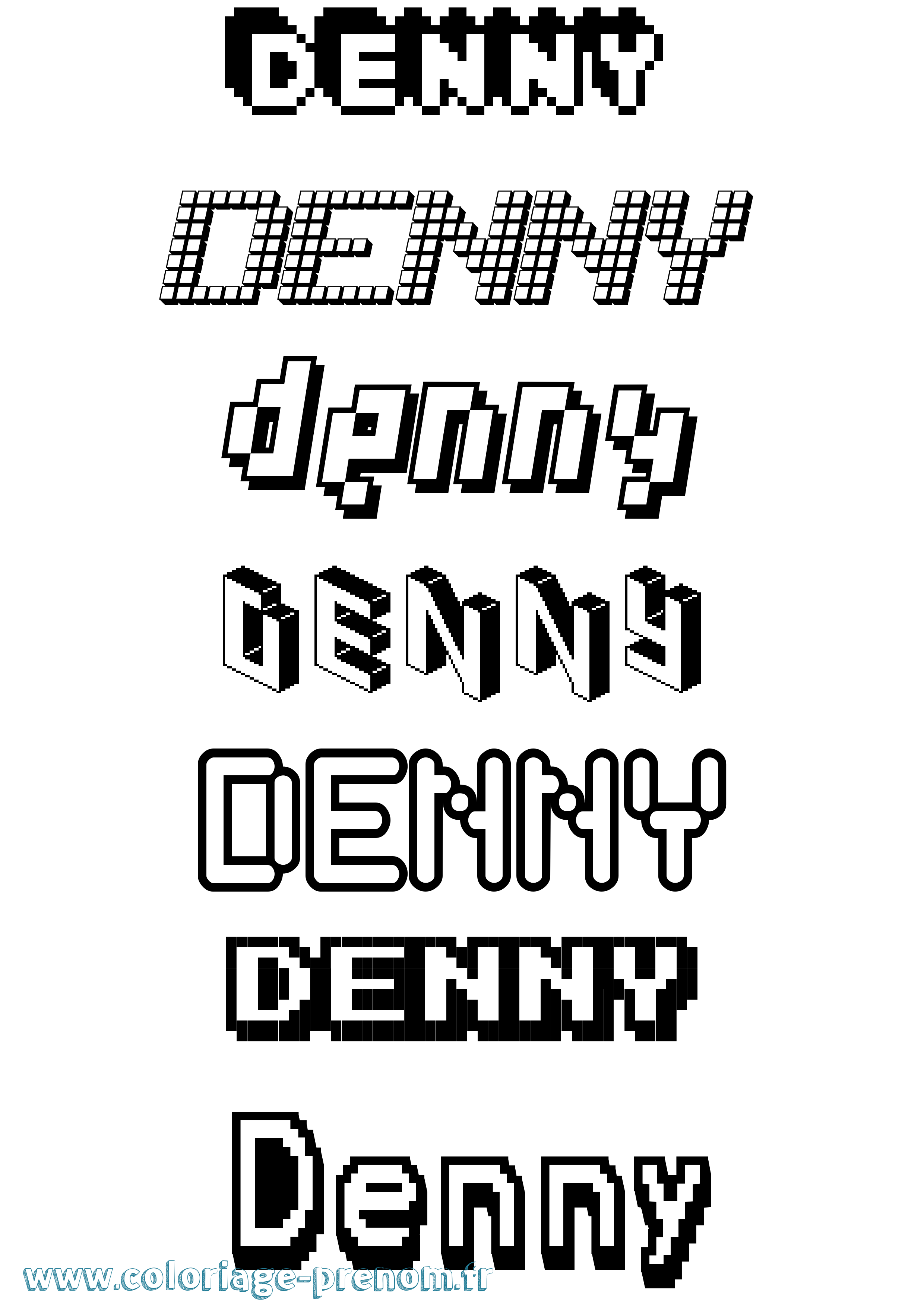 Coloriage Denny Pixel Coloriage prénom Denny Pixel