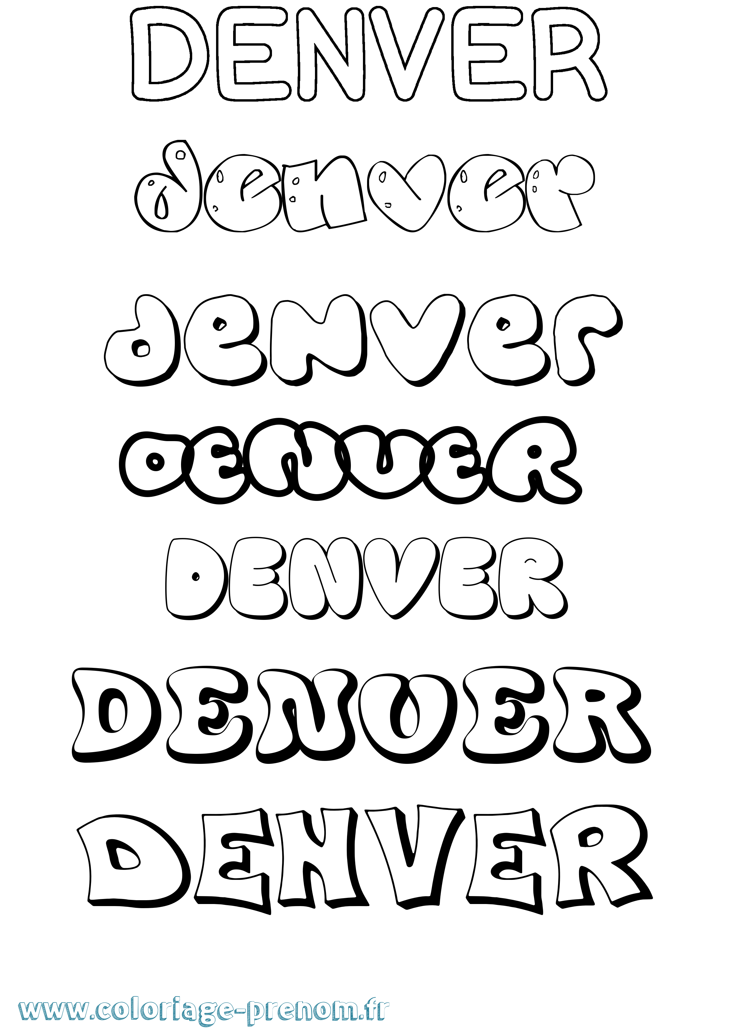 Coloriage Denver Bubble Coloriage prénom Denver Bubble
