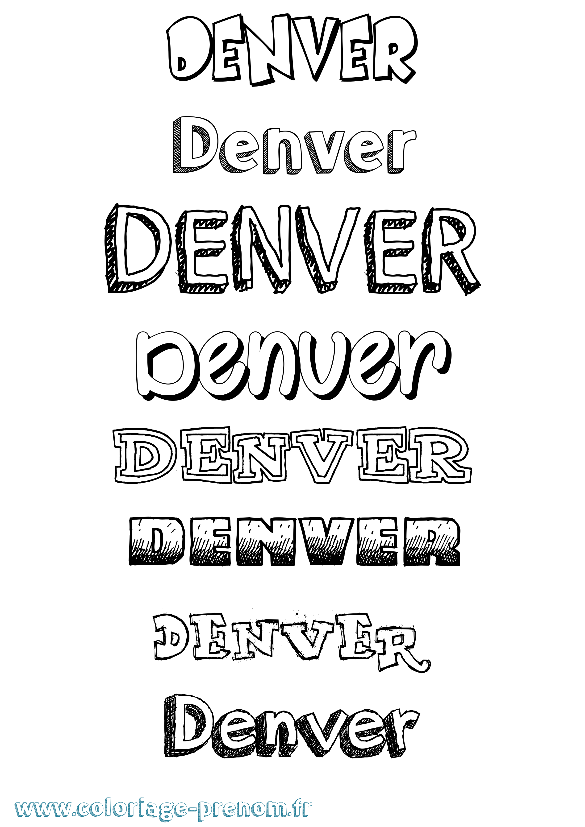 Coloriage Denver Dessiné Coloriage prénom Denver Dessiné
