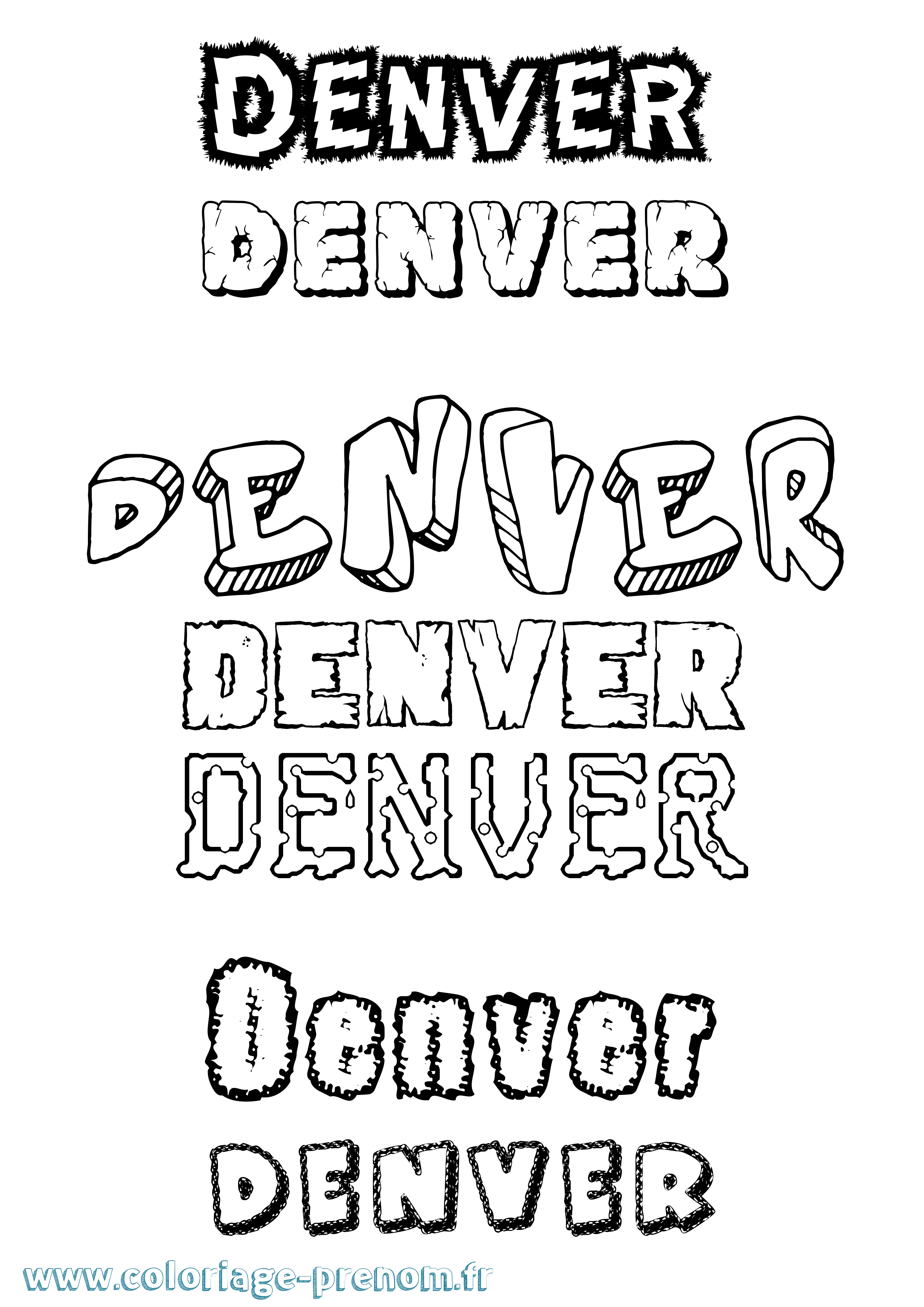 Coloriage Denver Destructuré Coloriage prénom Denver Destructuré