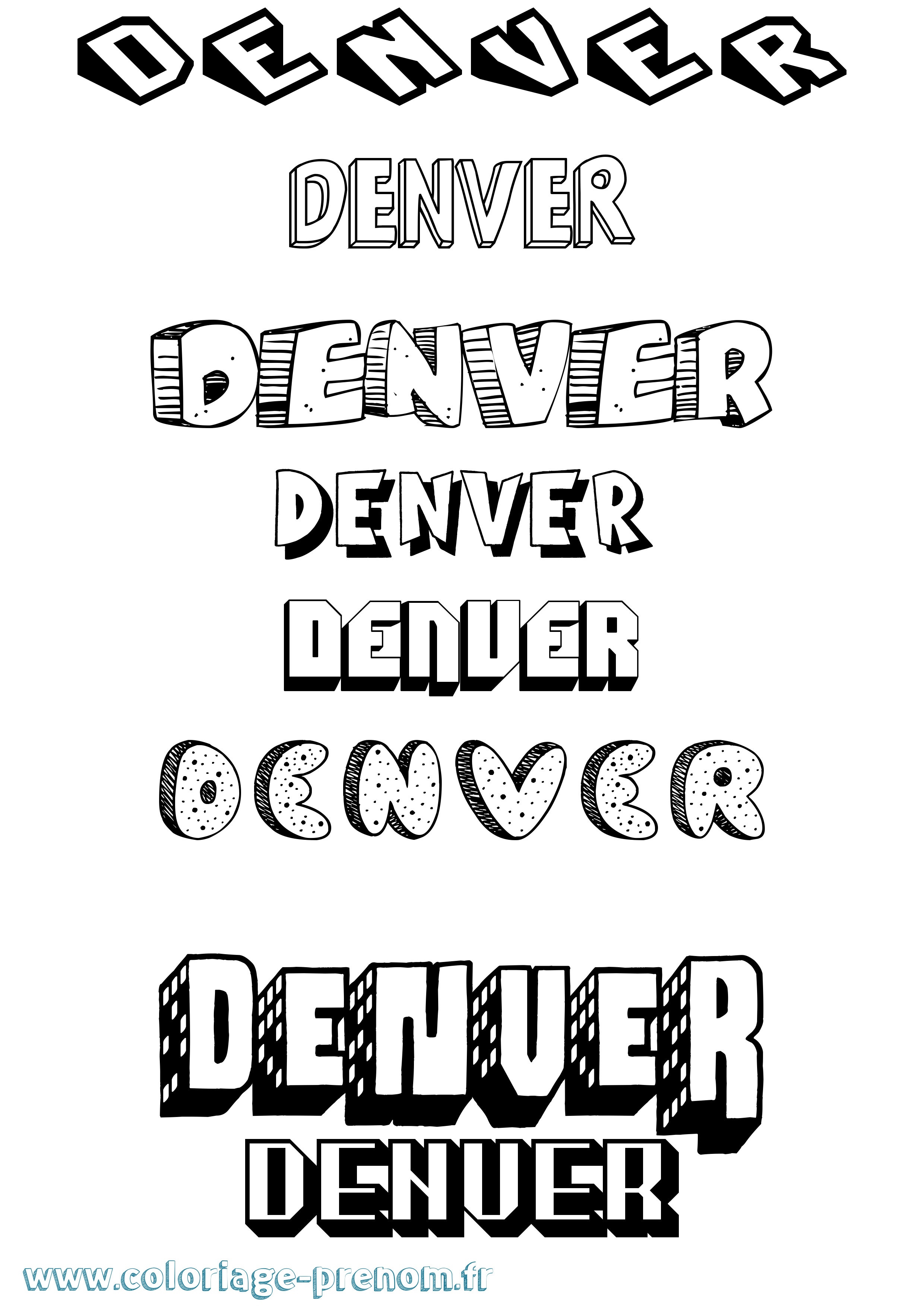 Coloriage Denver Effet 3D Coloriage prénom Denver Effet 3D