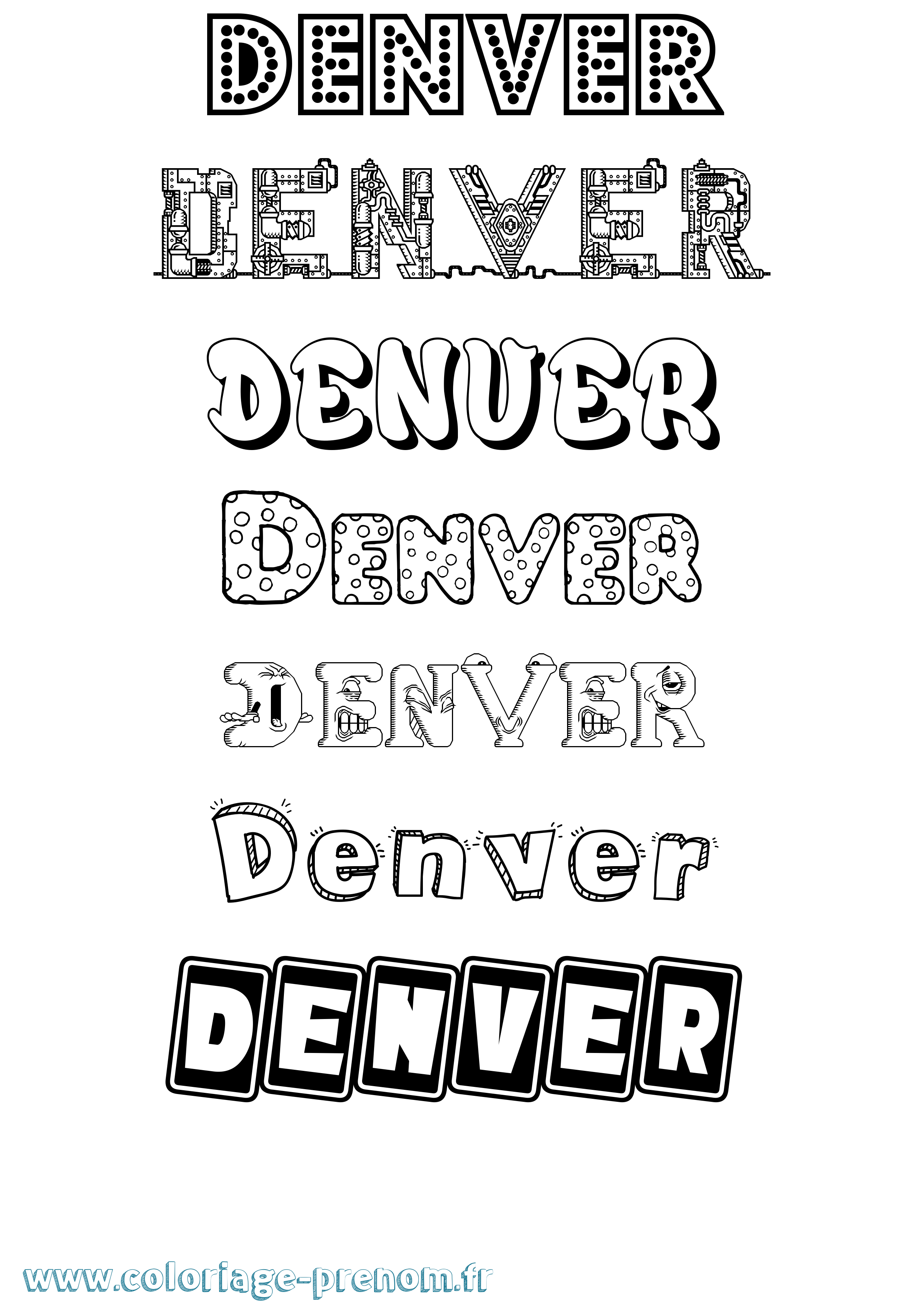 Coloriage Denver Fun Coloriage prénom Denver Fun