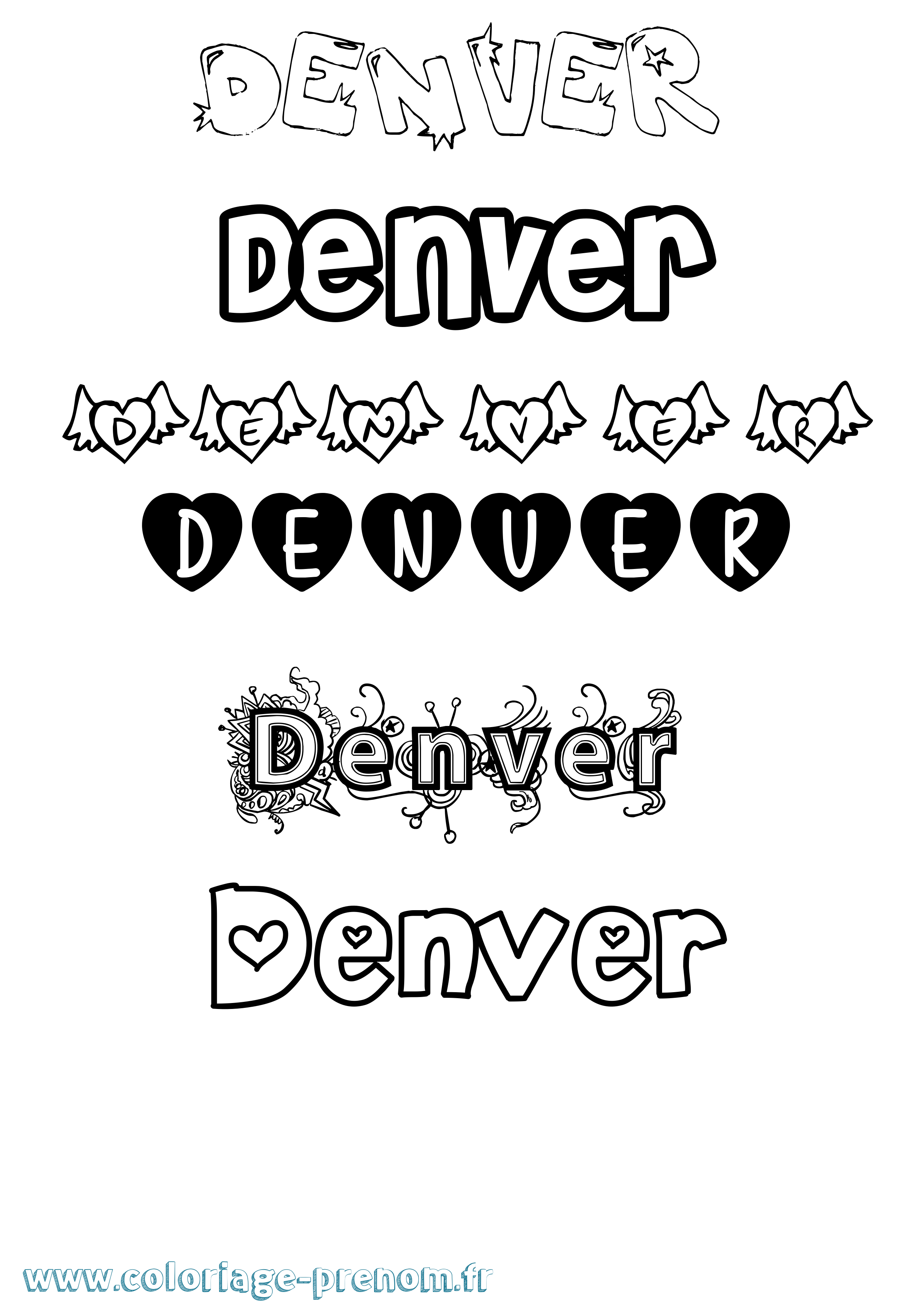 Coloriage Denver Girly Coloriage prénom Denver Girly