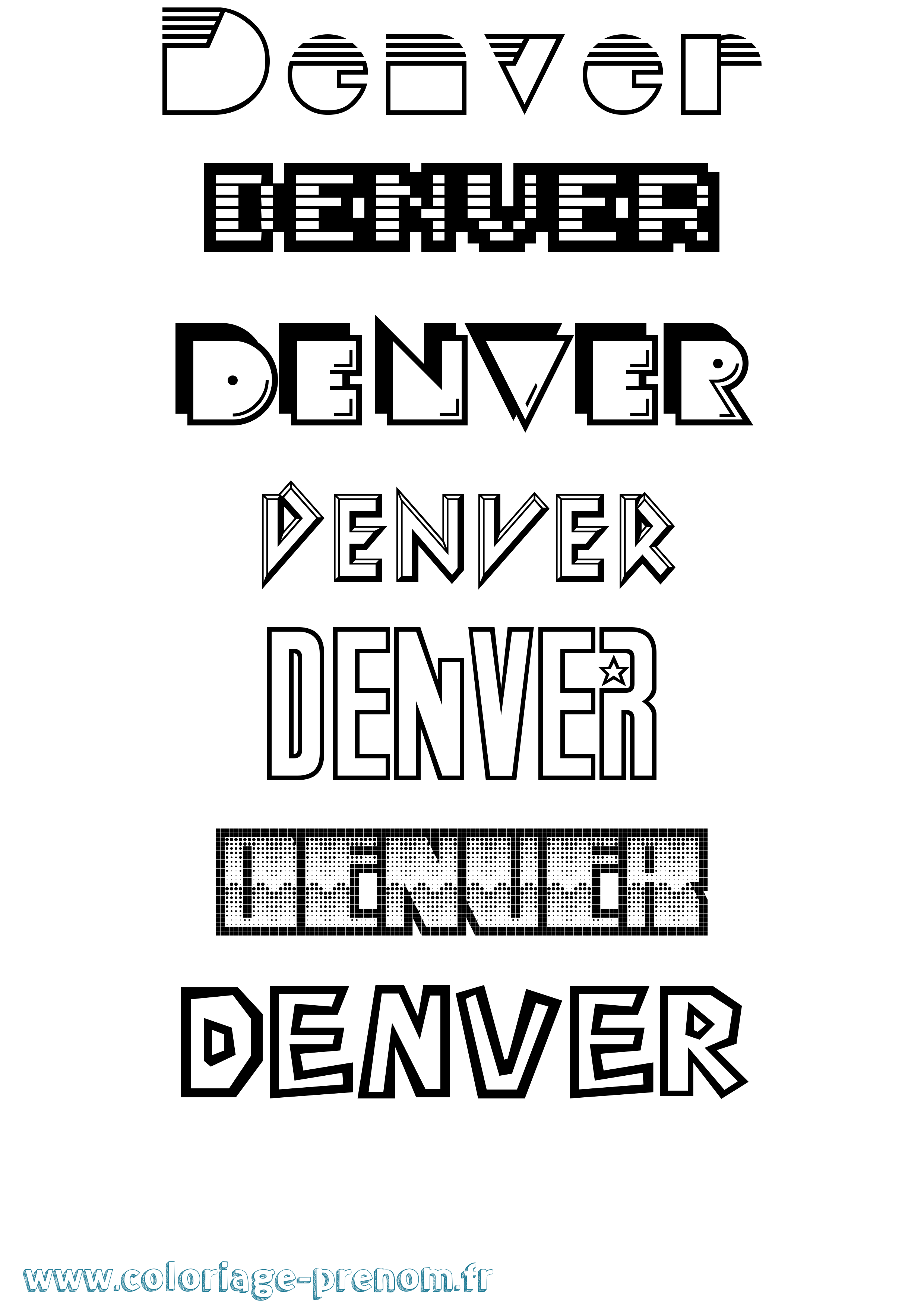 Coloriage Denver Jeux Vidéos Coloriage prénom Denver Jeux Vidéos