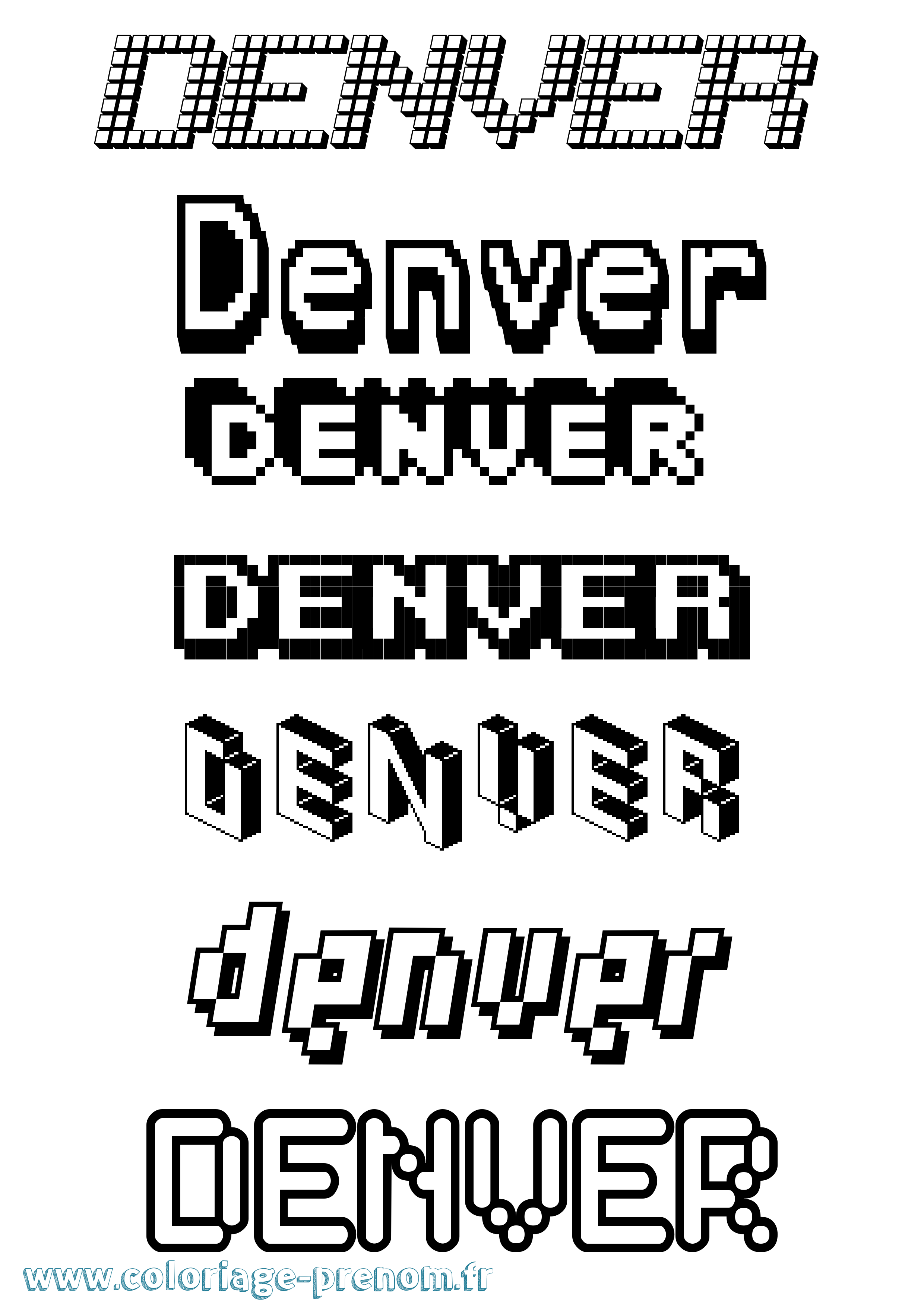 Coloriage Denver Pixel Coloriage prénom Denver Pixel