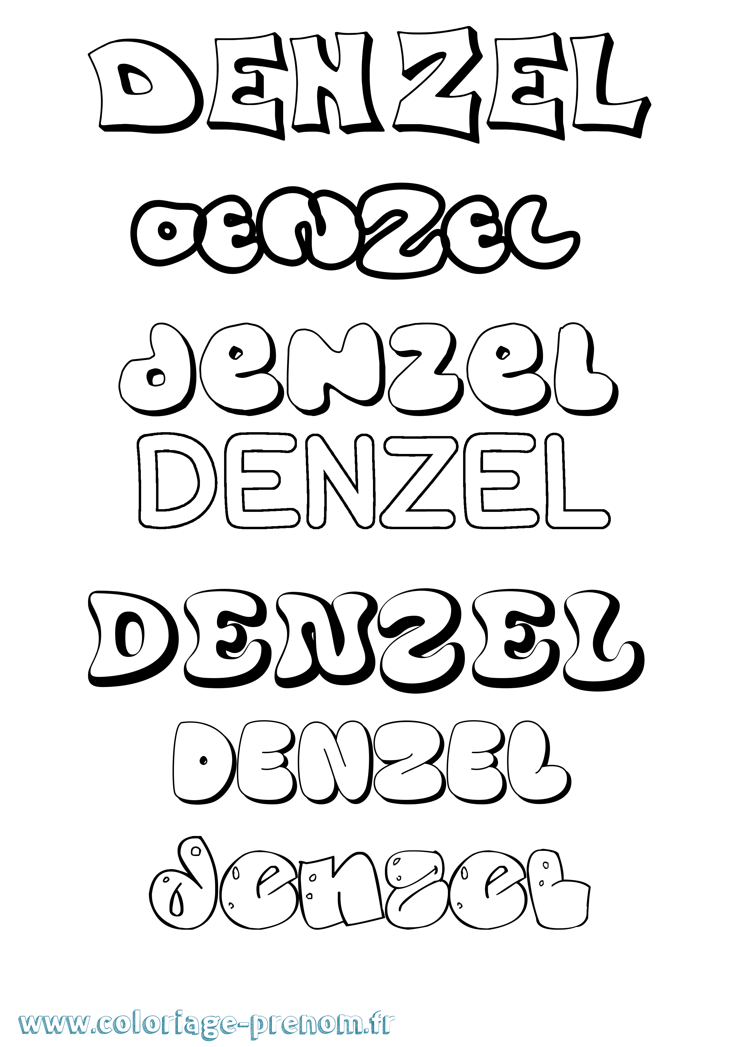 Coloriage Denzel Bubble Coloriage prénom Denzel Bubble